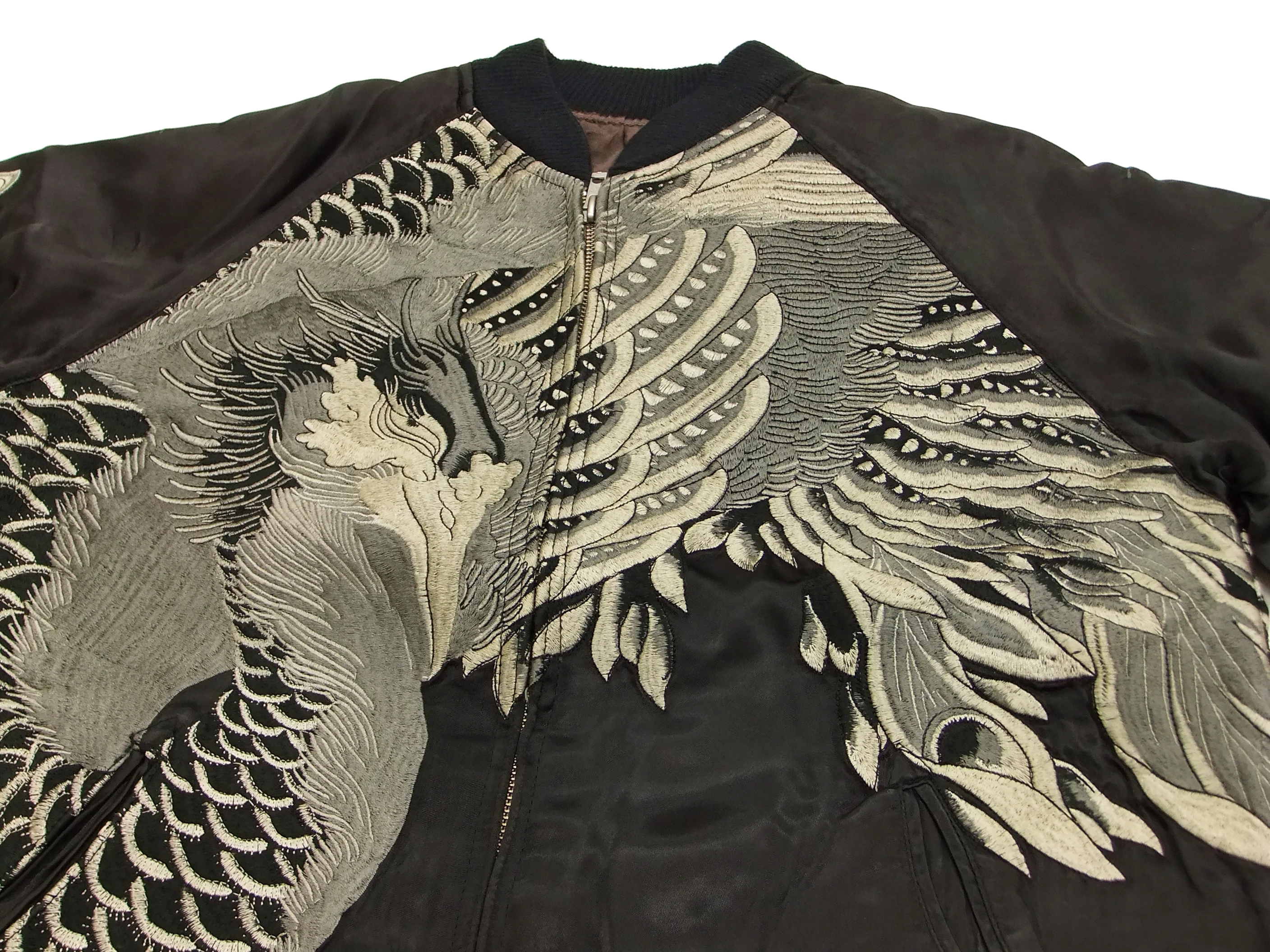 Hanatabi Gakudan Men's Japanese Souvenir Jacket Japanese Phoenix Sukajan Script SKJ-71R - Image 7