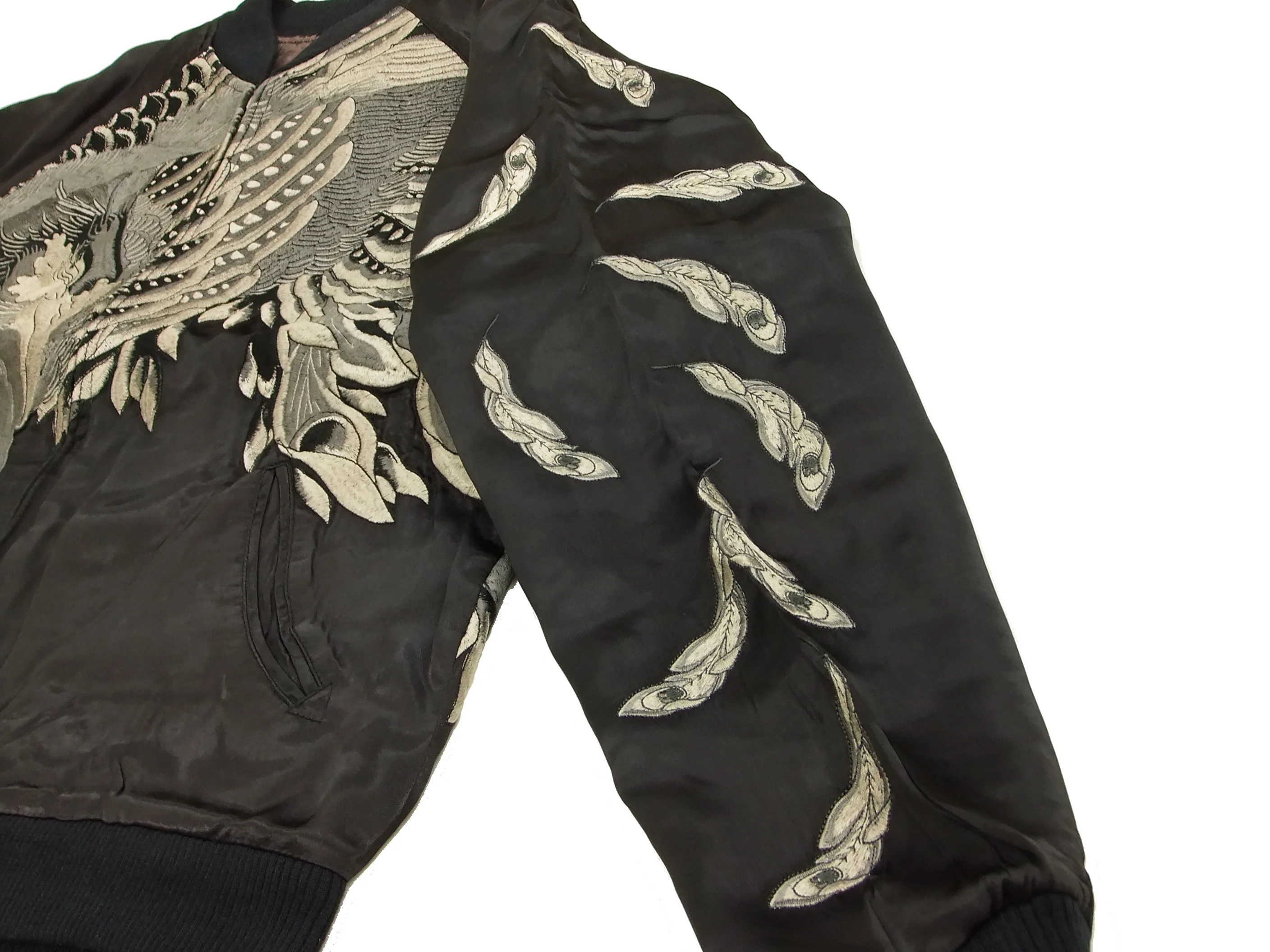 Hanatabi Gakudan Men's Japanese Souvenir Jacket Japanese Phoenix Sukajan Script SKJ-71R - Image 8