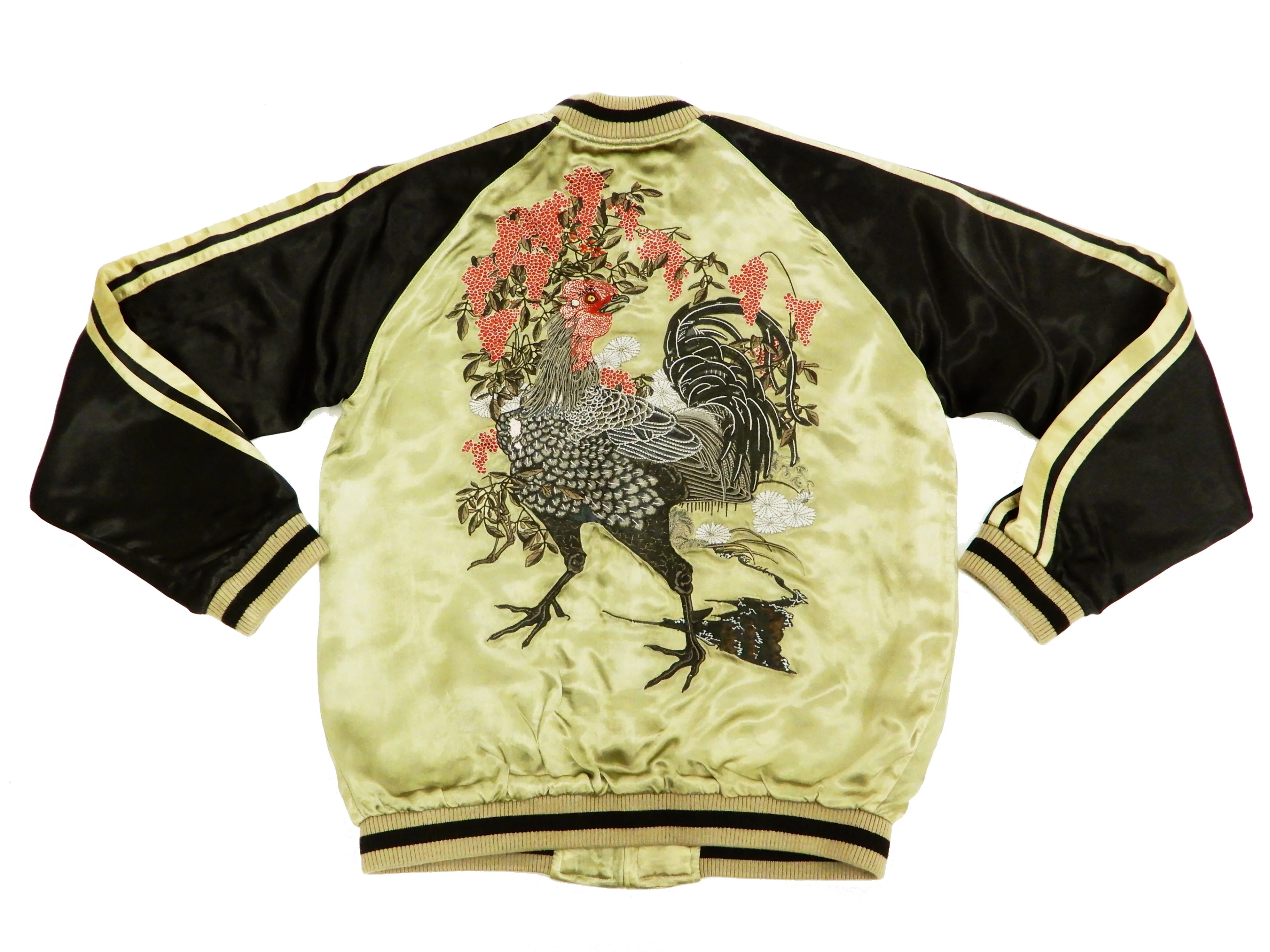 Hanatabi Gakudan Men's Japanese Souvenir Jacket Japanese Rooster Art Sukajan Script SSJ-031 - Image 7