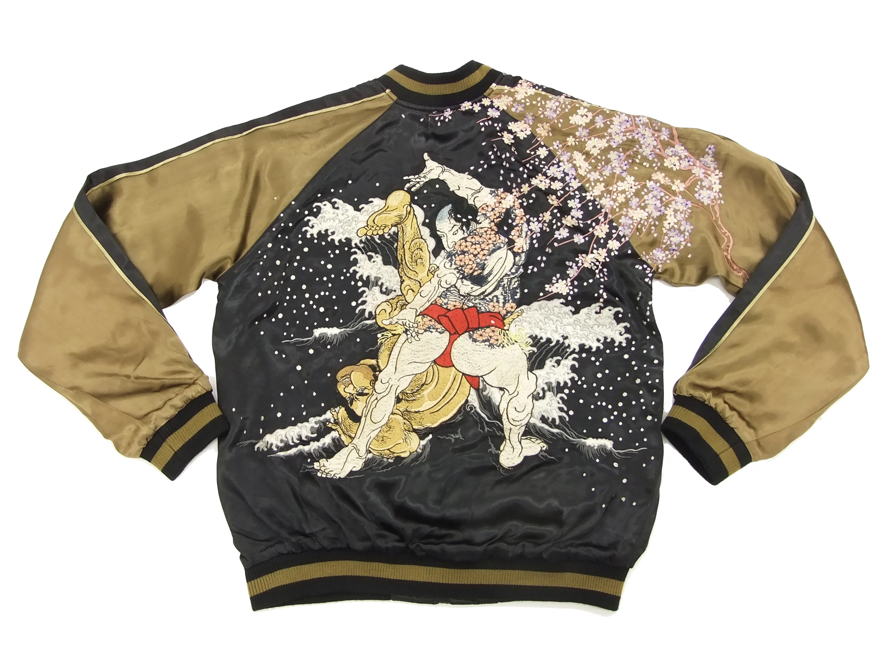 Hanatabi Gakudan Men's Japanese Souvenir Jacket Japanese Sumo Wrestling Sukajan Script SSJ-515 - Image 7