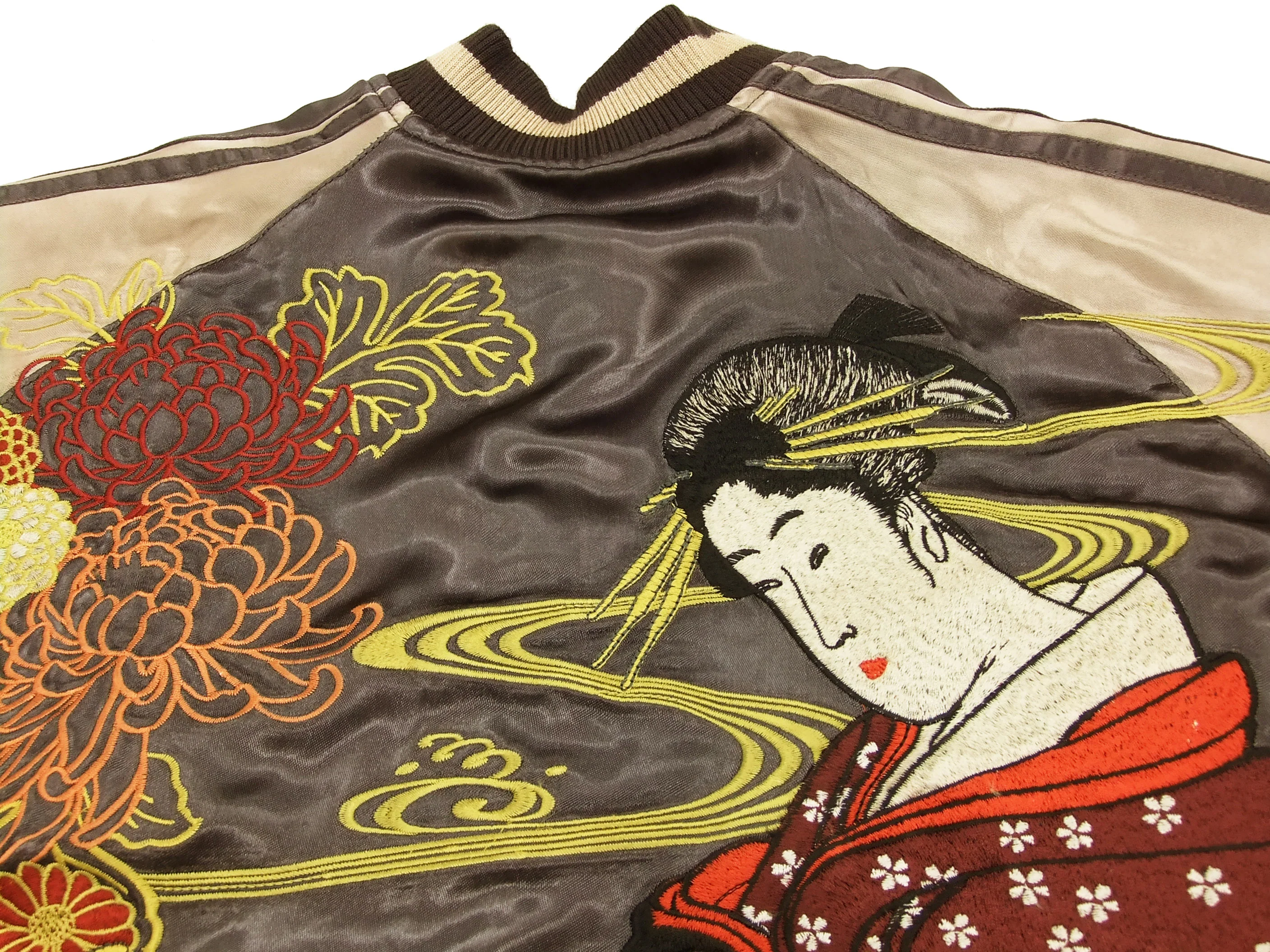 Hanatabi Gakudan Men's Japanese Souvenir Jacket Japanese Ukiyo-e Art Sukajan Script SSJ-516 - Image 9