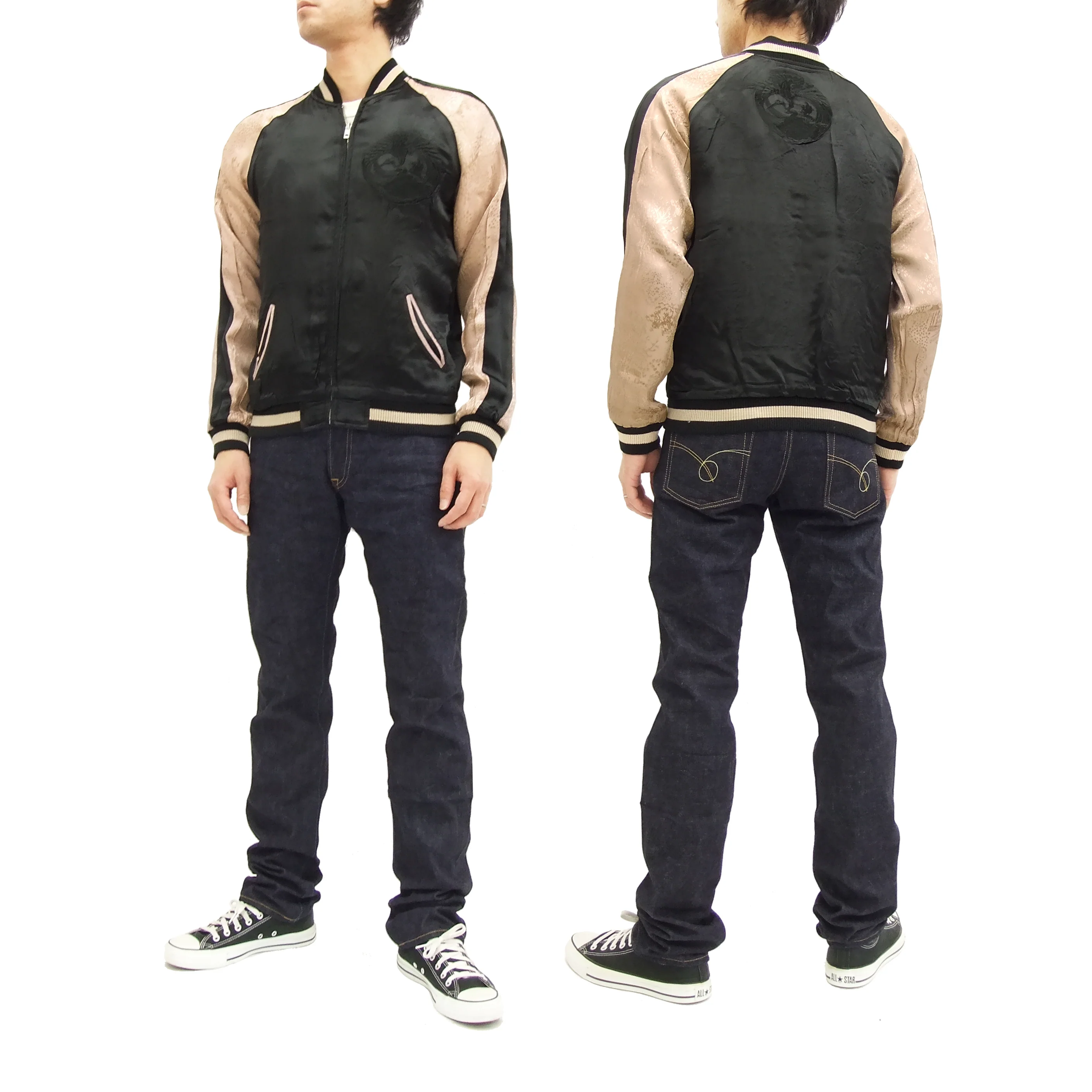 Hanatabi Gakudan Men's Japanese Souvenir Jacket Maiko Sukajan Script SSJ-007 - Image 6