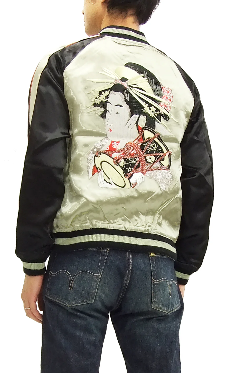 Hanatabi Gakudan Men's Japanese Souvenir Jacket Oiran Japanese Art Sukajan Script SSJ-000