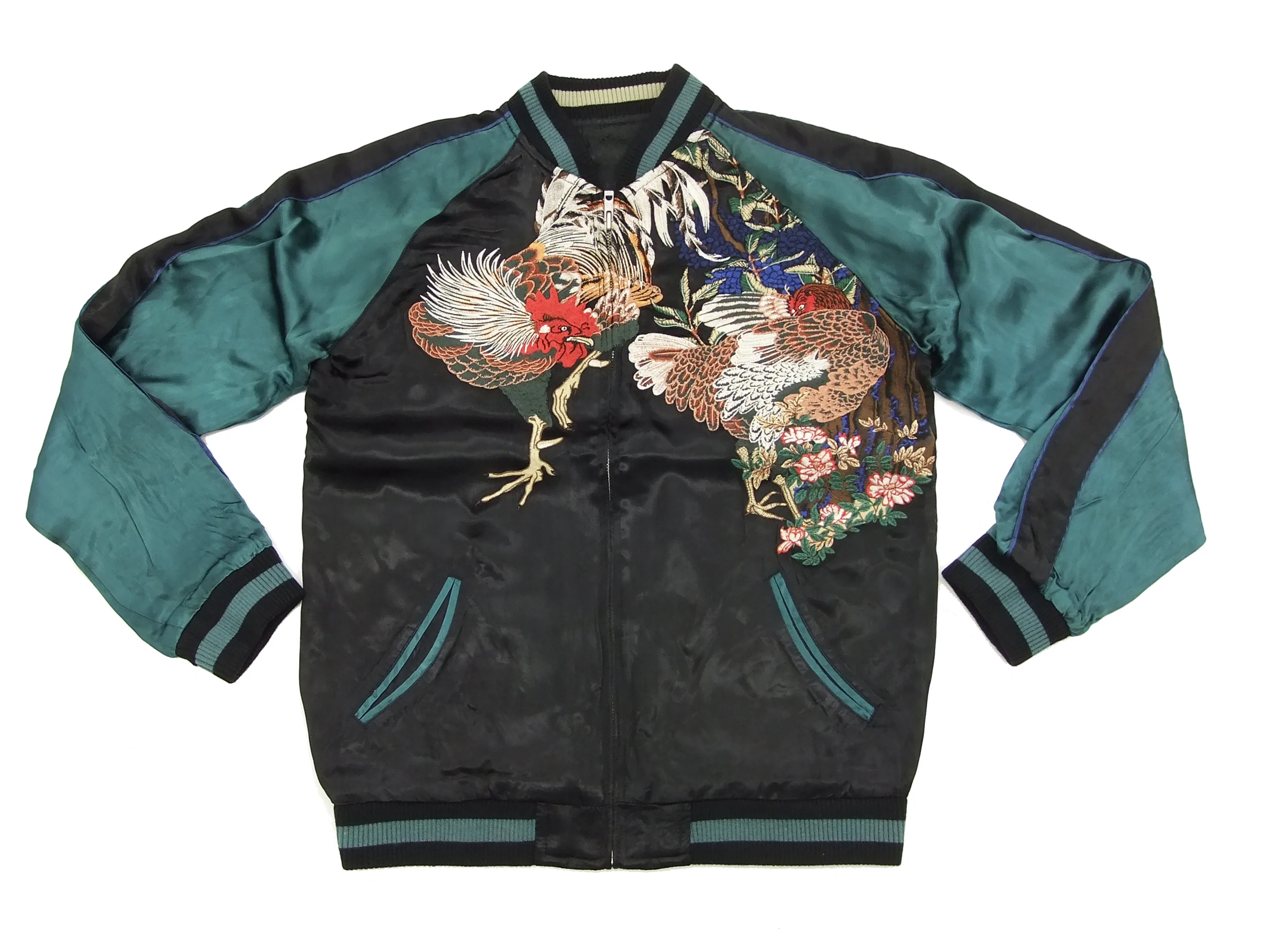 Hanatabi Gakudan Men's Japanese Souvenir Jacket Rooster and Hen Japanese Art Sukajan Script SSJ-018 - Image 10