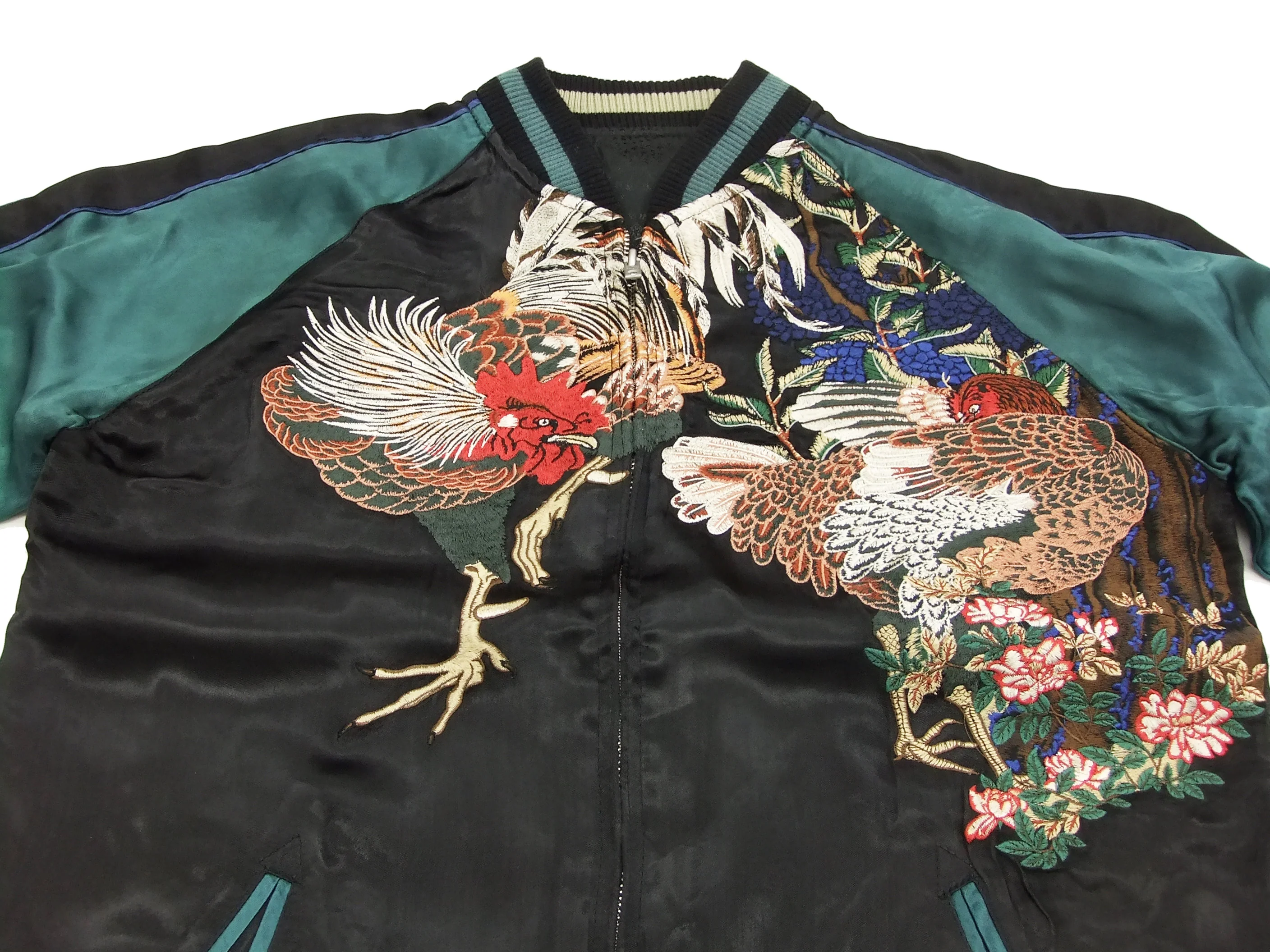 Hanatabi Gakudan Men's Japanese Souvenir Jacket Rooster and Hen Japanese Art Sukajan Script SSJ-018 - Image 11