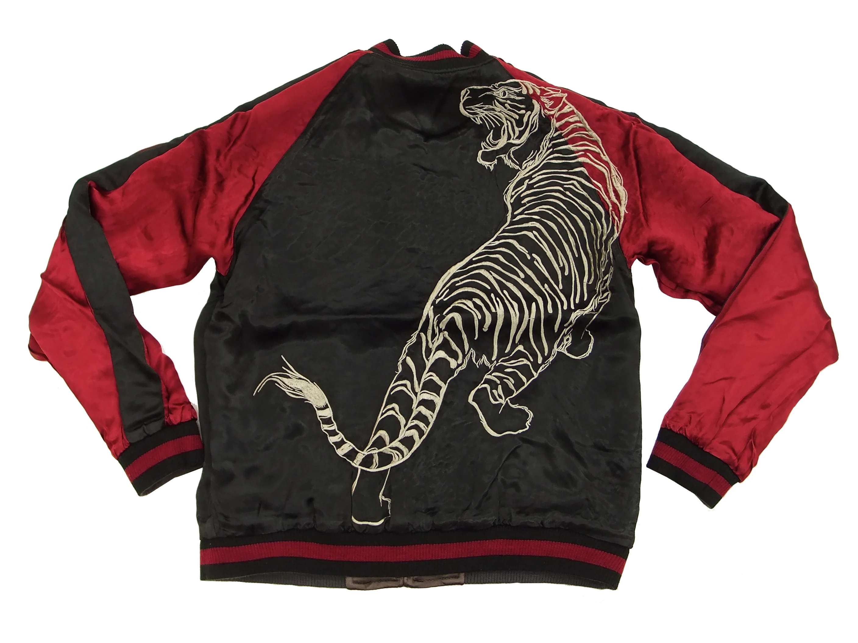 Hanatabi Gakudan Men's Japanese Souvenir Jacket Hawk and Tiger Sukajan Script SKJ-146 - Image 13