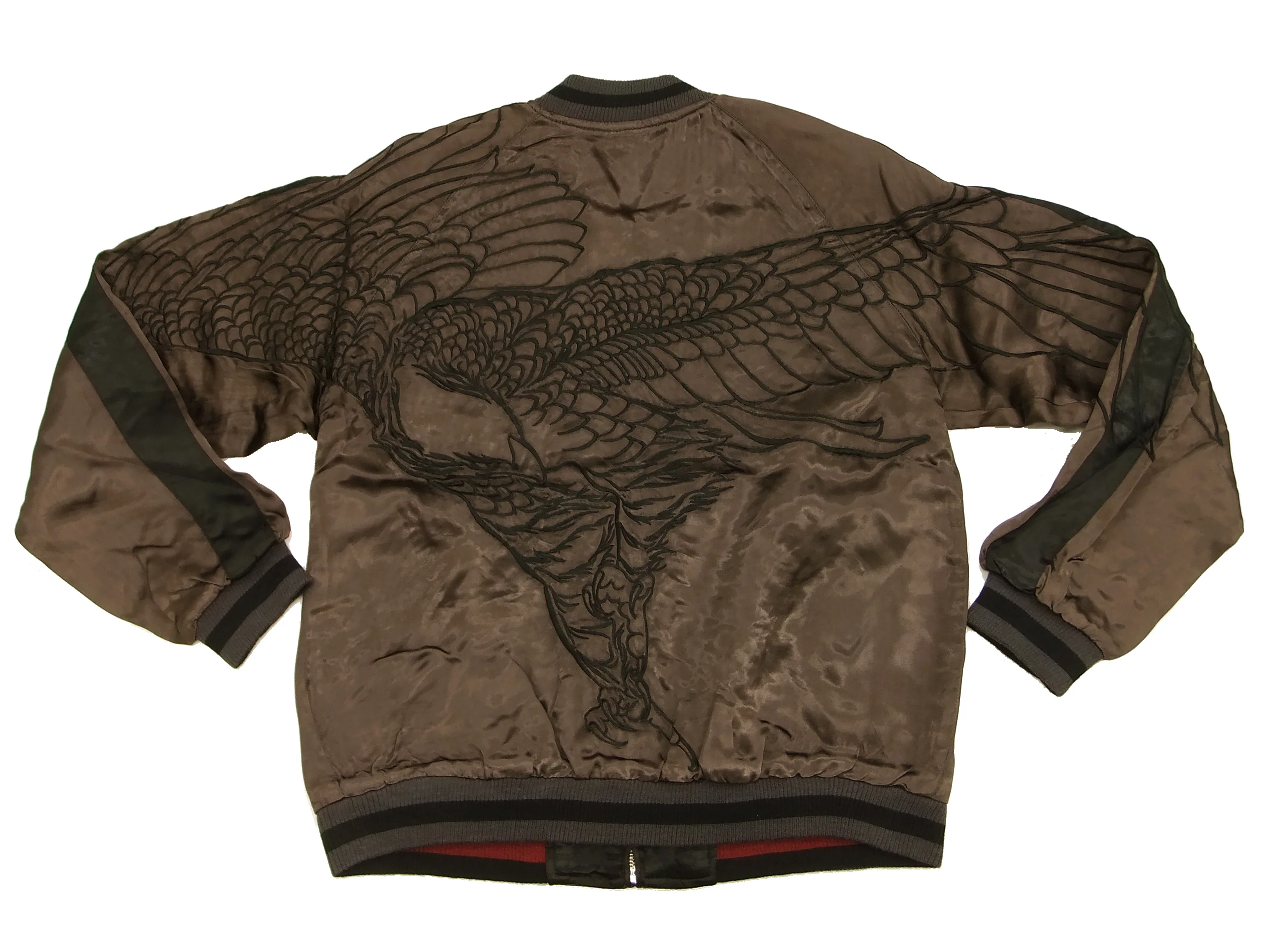 Hanatabi Gakudan Men's Japanese Souvenir Jacket Hawk and Tiger Sukajan Script SKJ-146 - Image 7