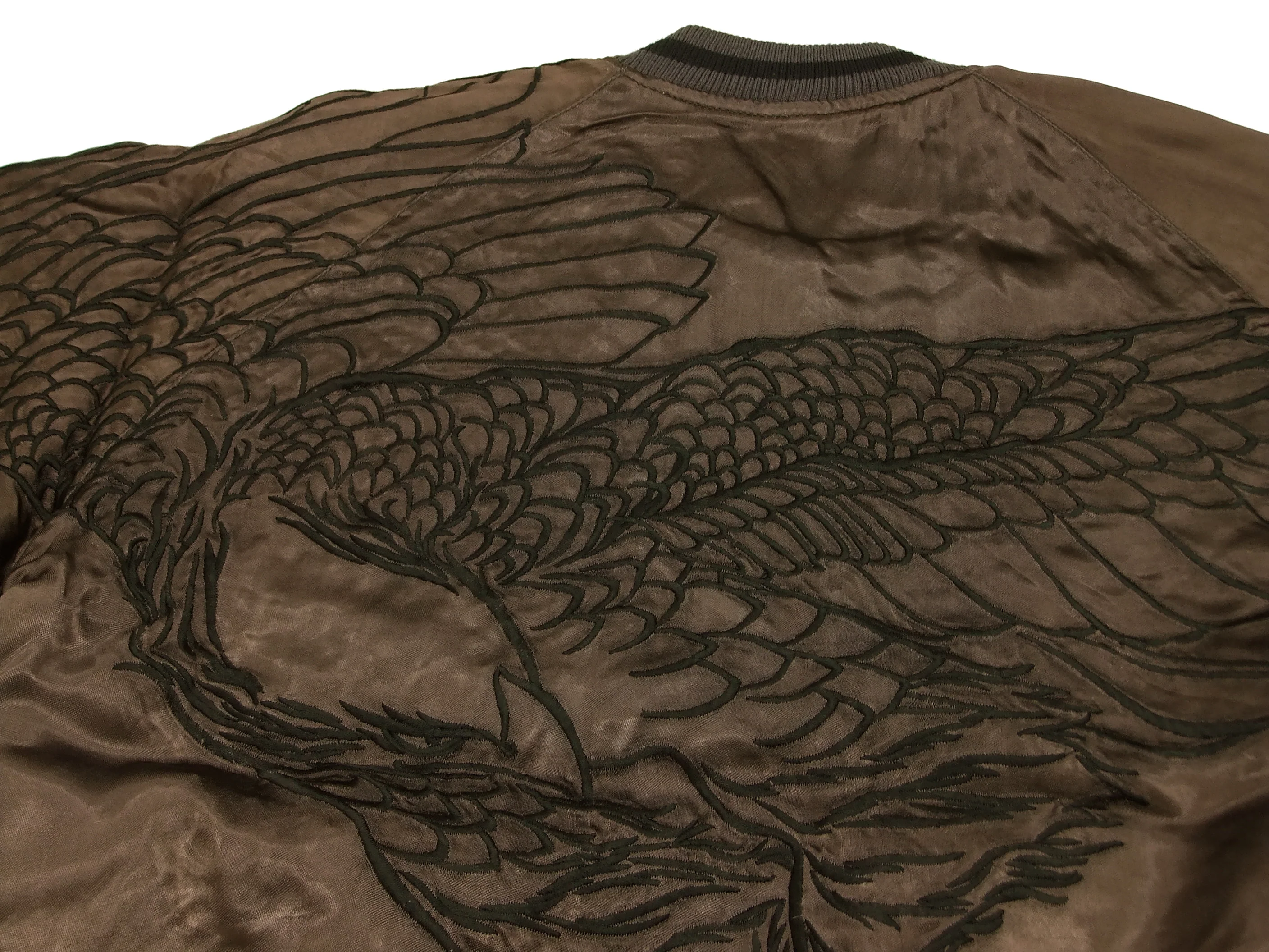 Hanatabi Gakudan Men's Japanese Souvenir Jacket Hawk and Tiger Sukajan Script SKJ-146 - Image 8