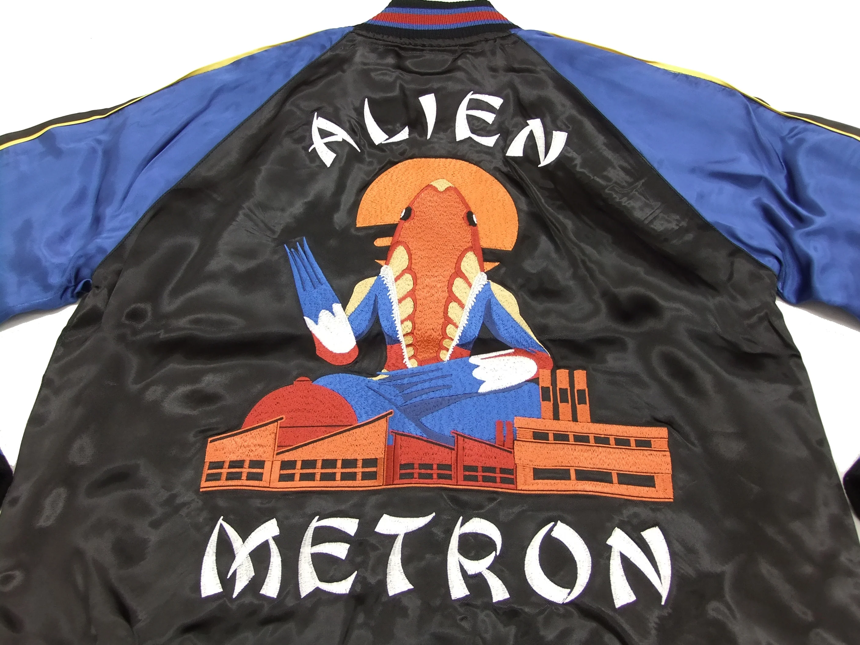 Hanatabi Gakudan Men's Japanese Souvenir Jacket Ultra Seven Alien Metron Sukajan Script ULSJ-010 - Image 9