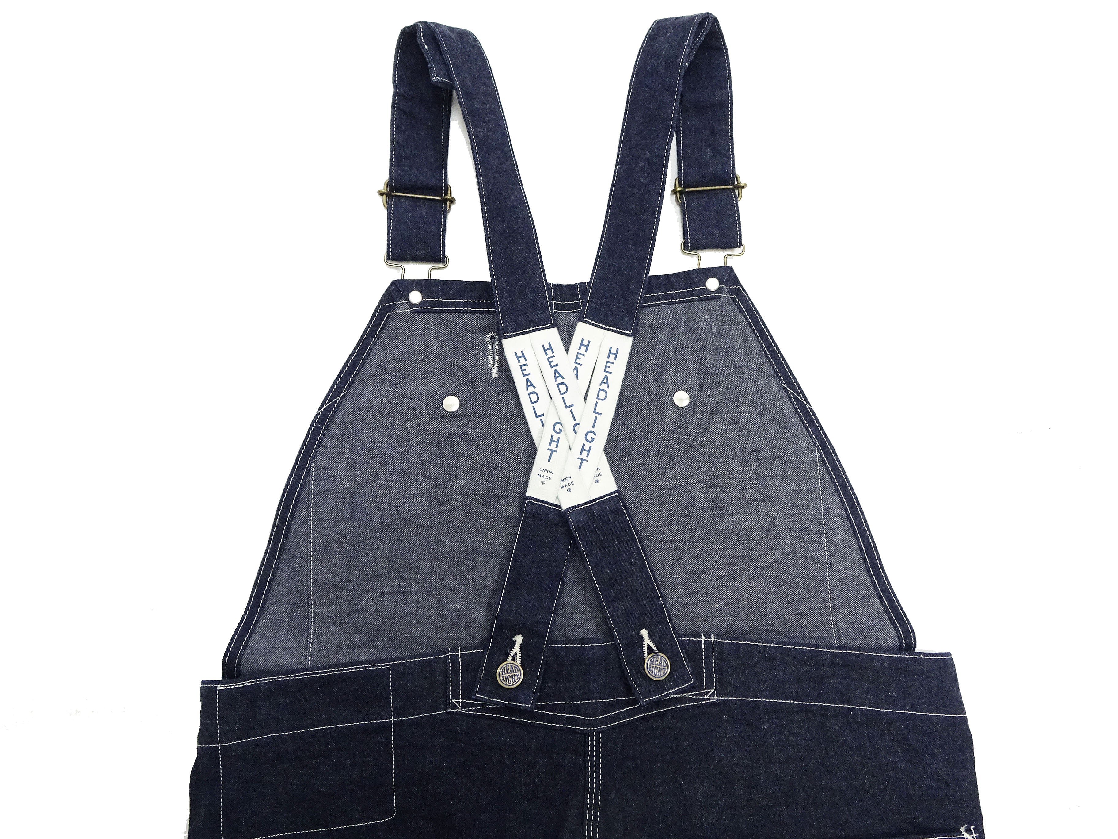 HEADLIGHT Overalls Men's Casual Unlined 11 Oz. Denim Low-back Bib Overalls with X-back Suspender Straps Toyo Enterprises HD42554 421A One-Wash - Image 17