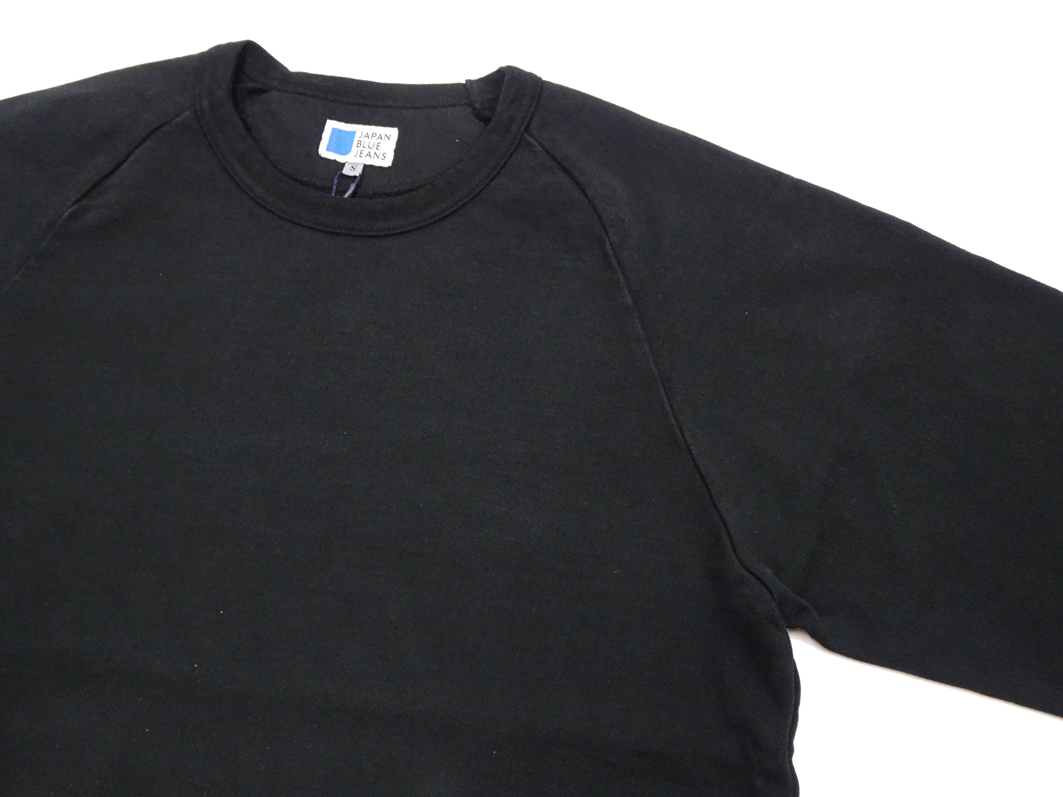Japan Blue Jeans Long Sleeve French Terry T-Shirt Men's Casual Plain Crew-Neck Raglan-Sleeve Inlay Shirt JBKN1001 Black - Image 9