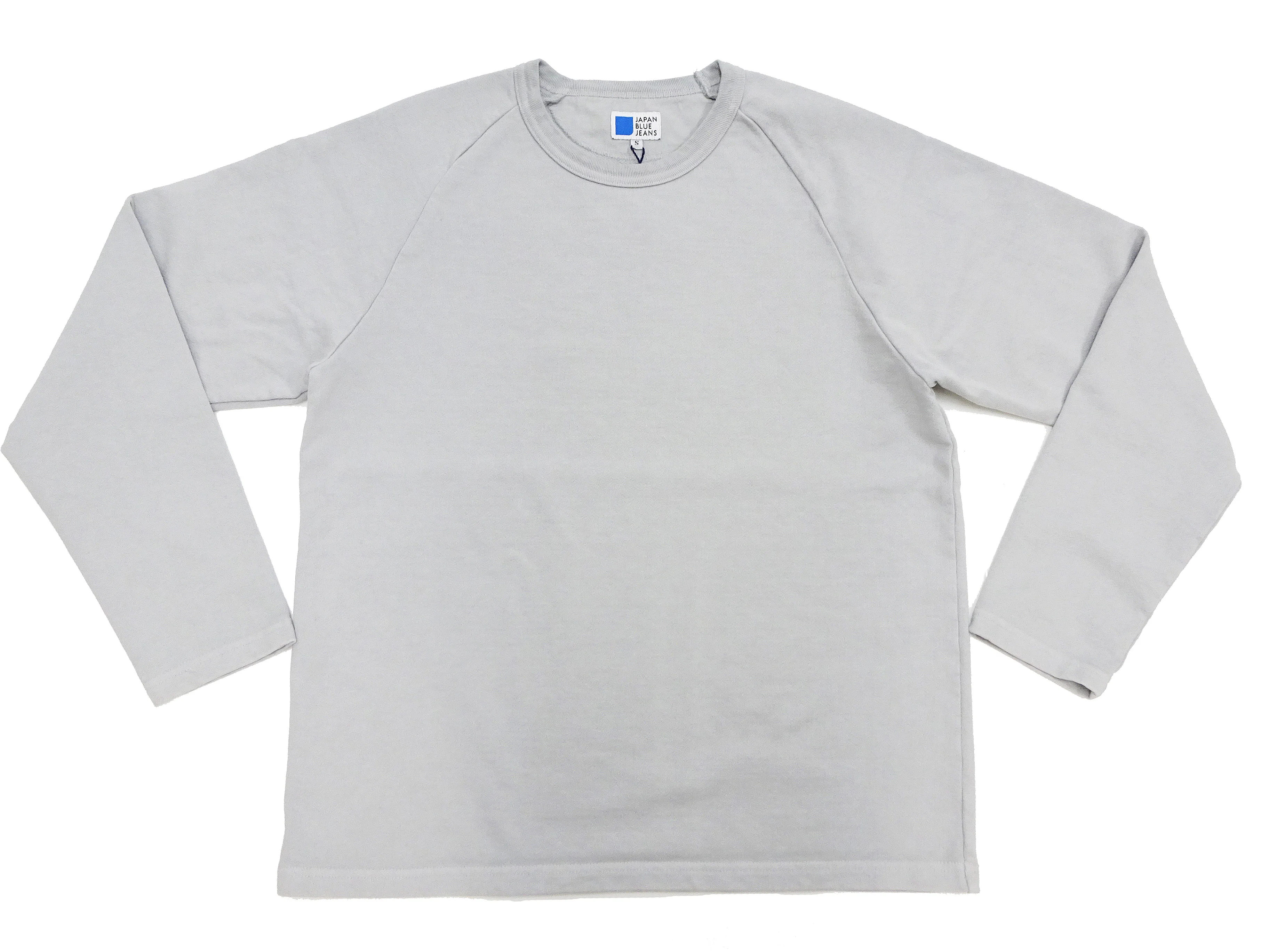 Japan Blue Jeans Long Sleeve French Terry T-Shirt Men's Casual Plain Crew-Neck Raglan-Sleeve Inlay Shirt JBKN1001 Light-Gray - Image 6