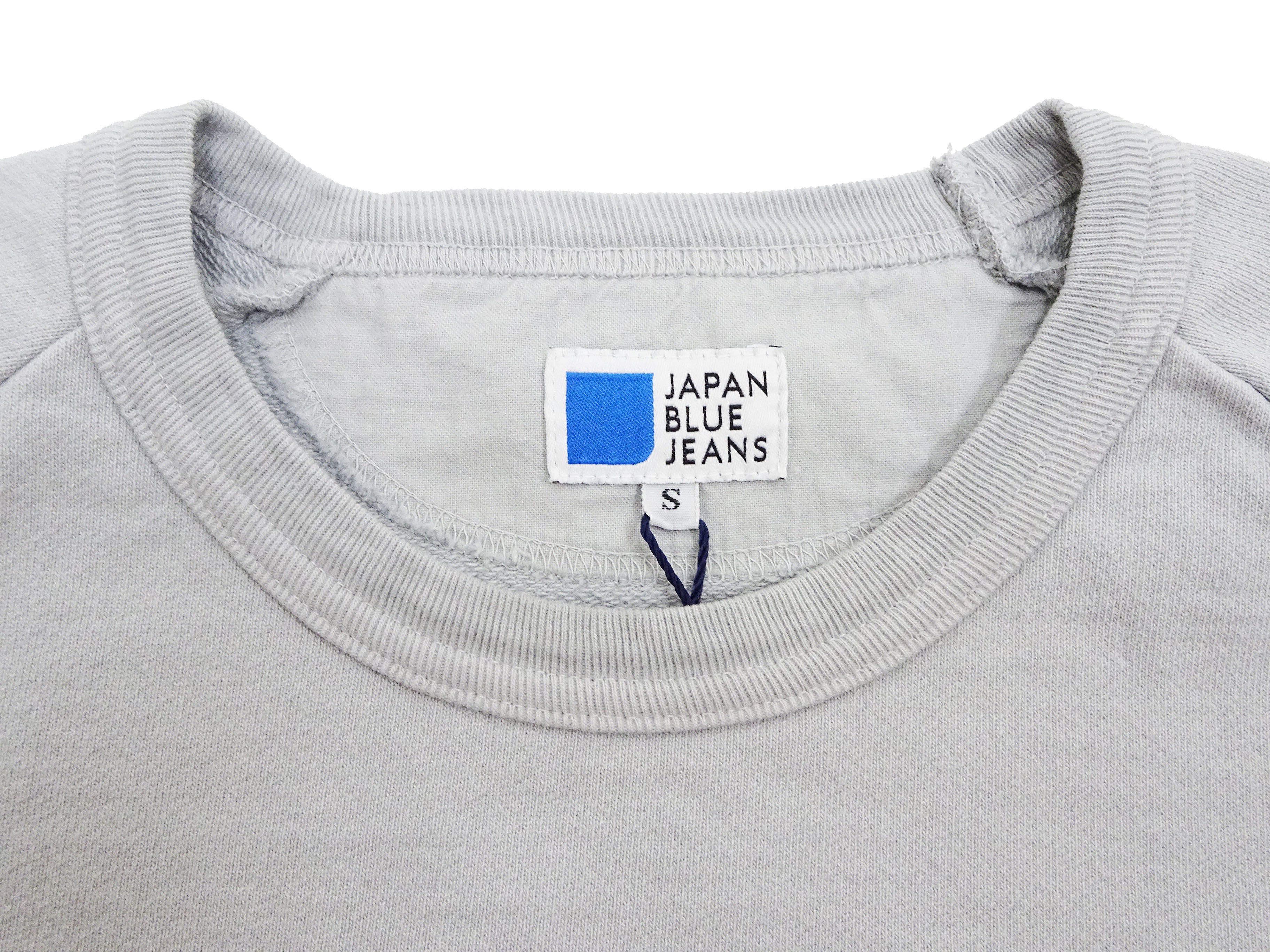 Japan Blue Jeans Long Sleeve French Terry T-Shirt Men's Casual Plain Crew-Neck Raglan-Sleeve Inlay Shirt JBKN1001 Light-Gray - Image 8