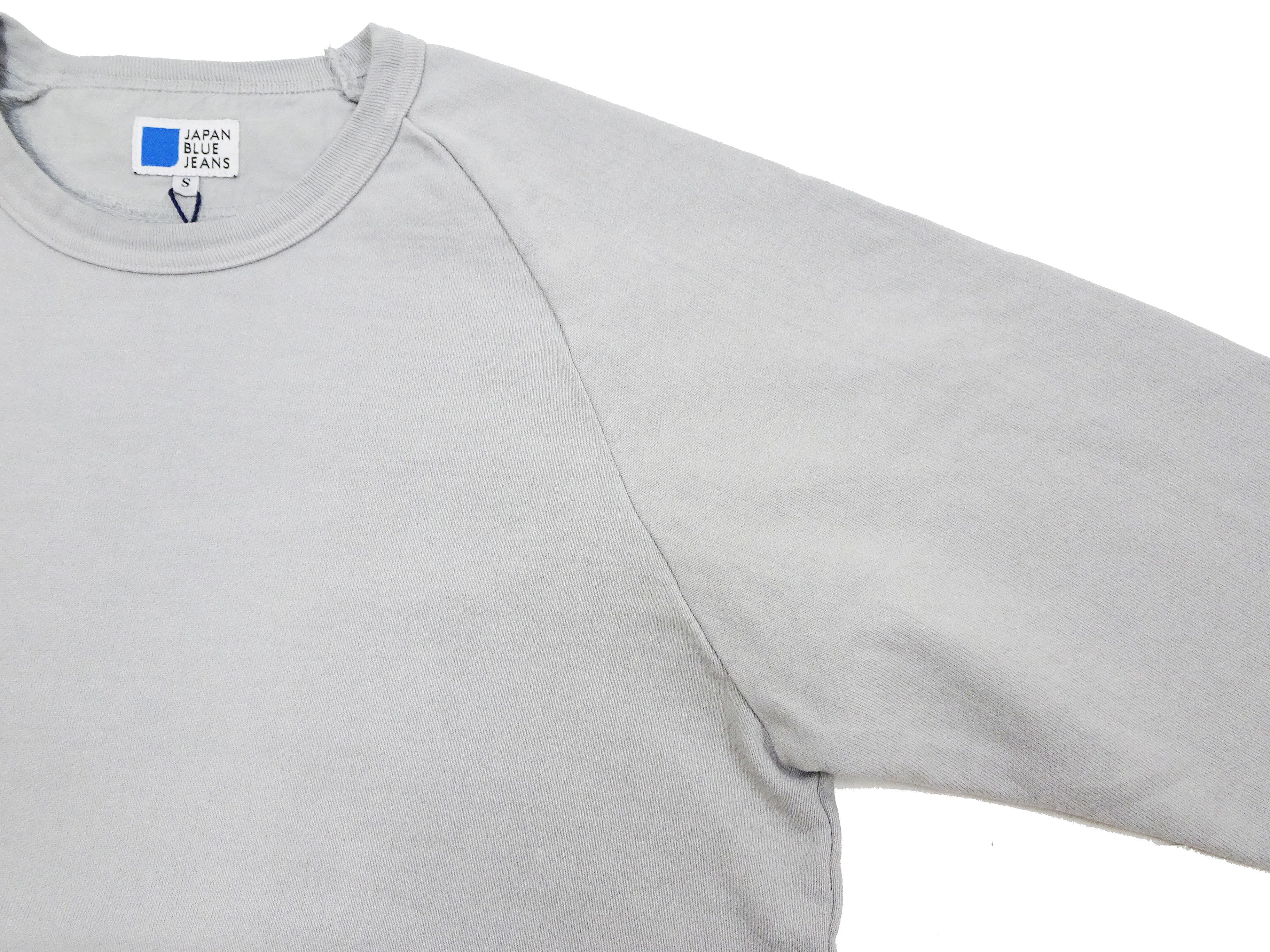 Japan Blue Jeans Long Sleeve French Terry T-Shirt Men's Casual Plain Crew-Neck Raglan-Sleeve Inlay Shirt JBKN1001 Light-Gray - Image 9