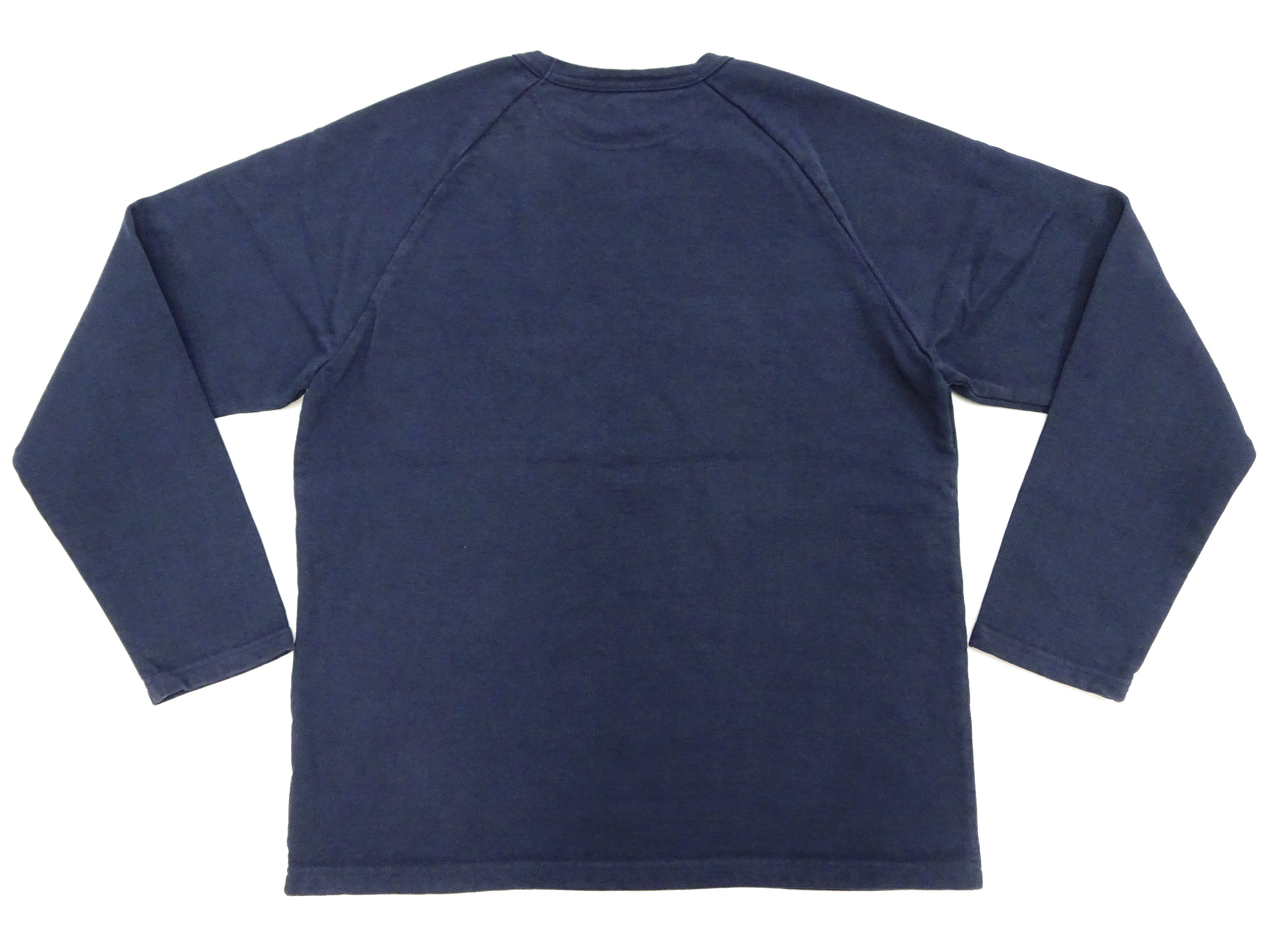 Japan Blue Jeans Long Sleeve French Terry T-Shirt Men's Casual Plain Crew-Neck Raglan-Sleeve Inlay Shirt JBKN1001 Navy-Blue - Image 12