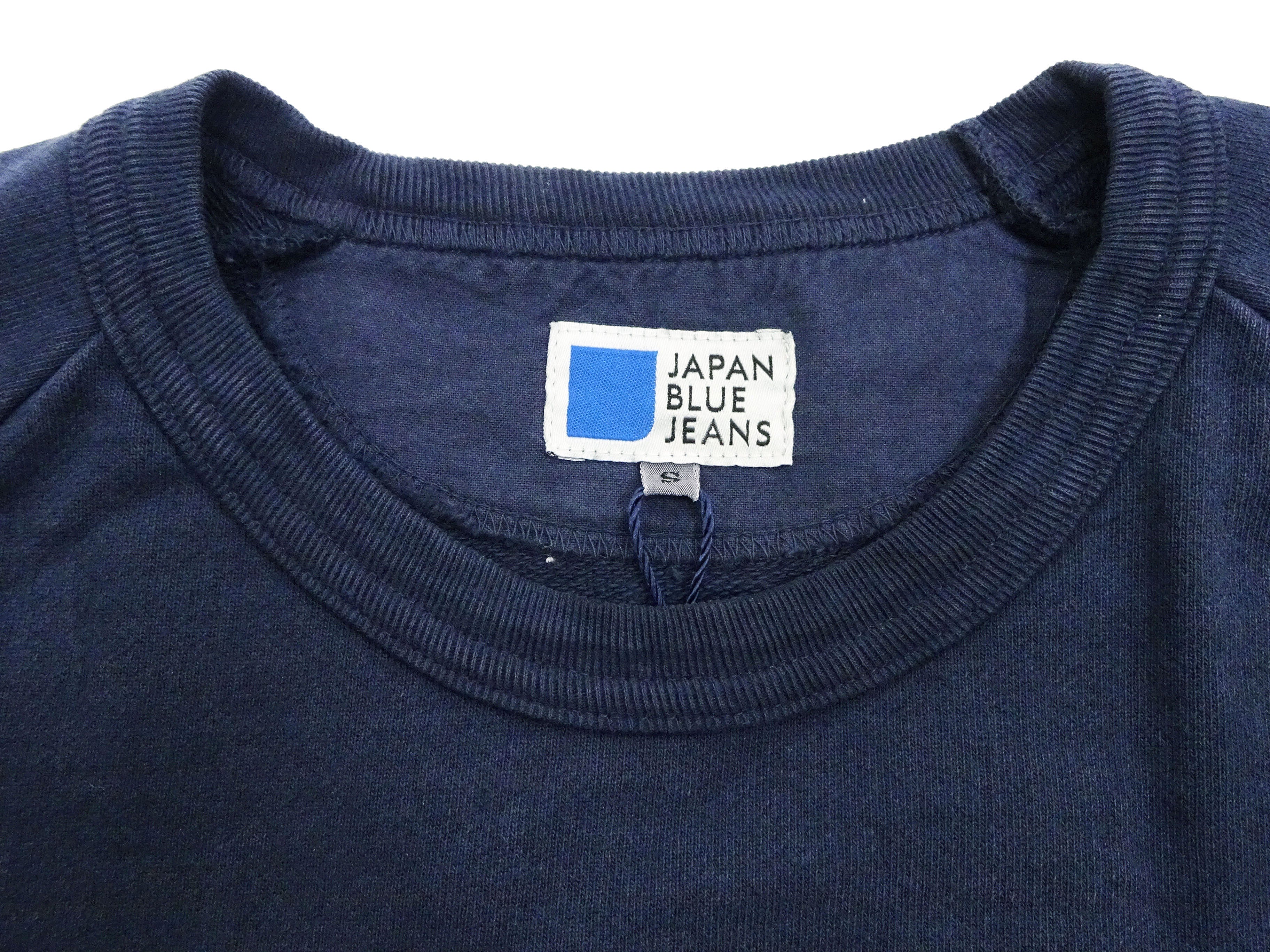 Japan Blue Jeans Long Sleeve French Terry T-Shirt Men's Casual Plain Crew-Neck Raglan-Sleeve Inlay Shirt JBKN1001 Navy-Blue - Image 8
