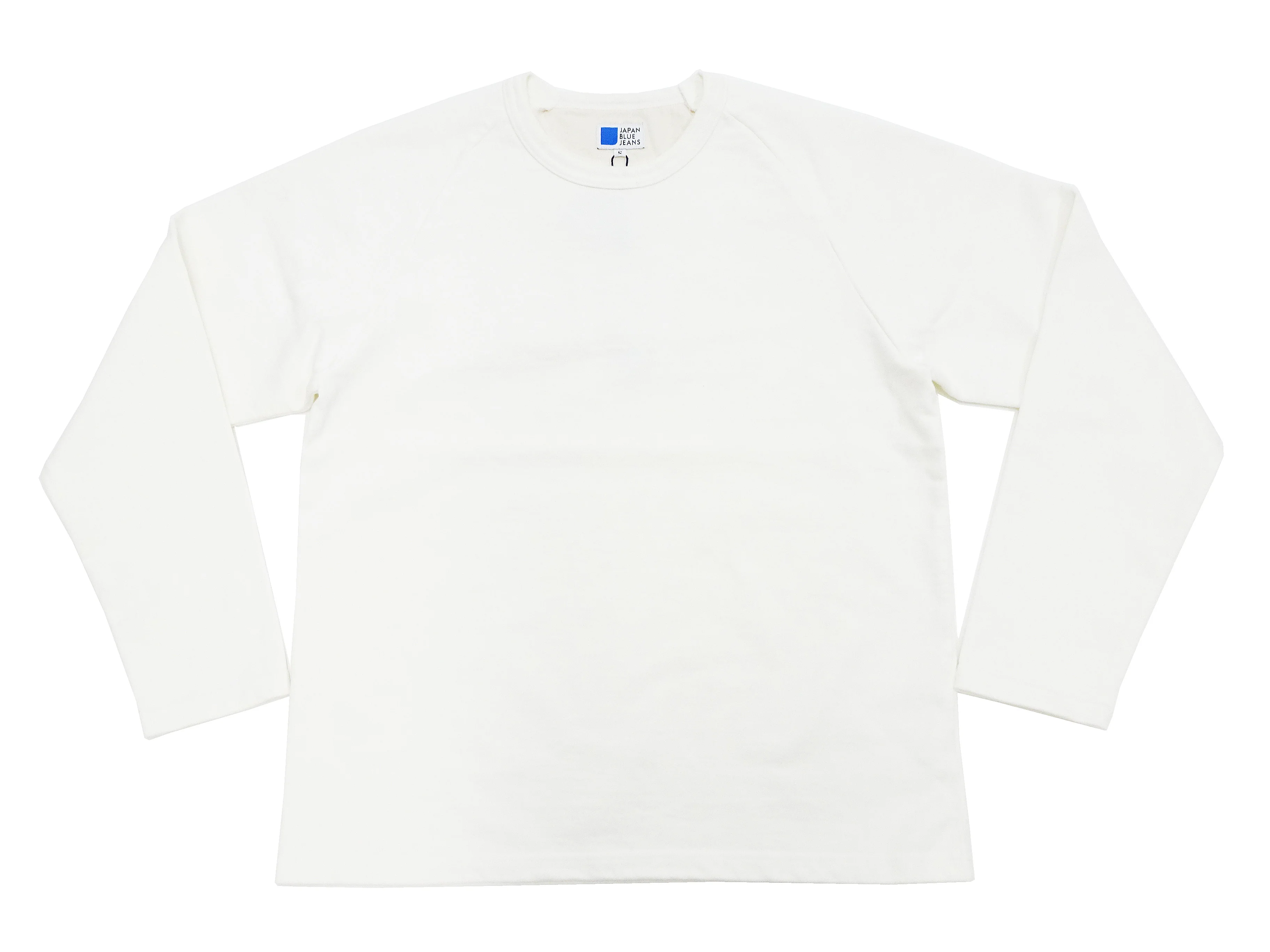 Japan Blue Jeans Long Sleeve French Terry T-Shirt Men's Casual Plain Crew-Neck Raglan-Sleeve Inlay Shirt JBKN1001 White - Image 6