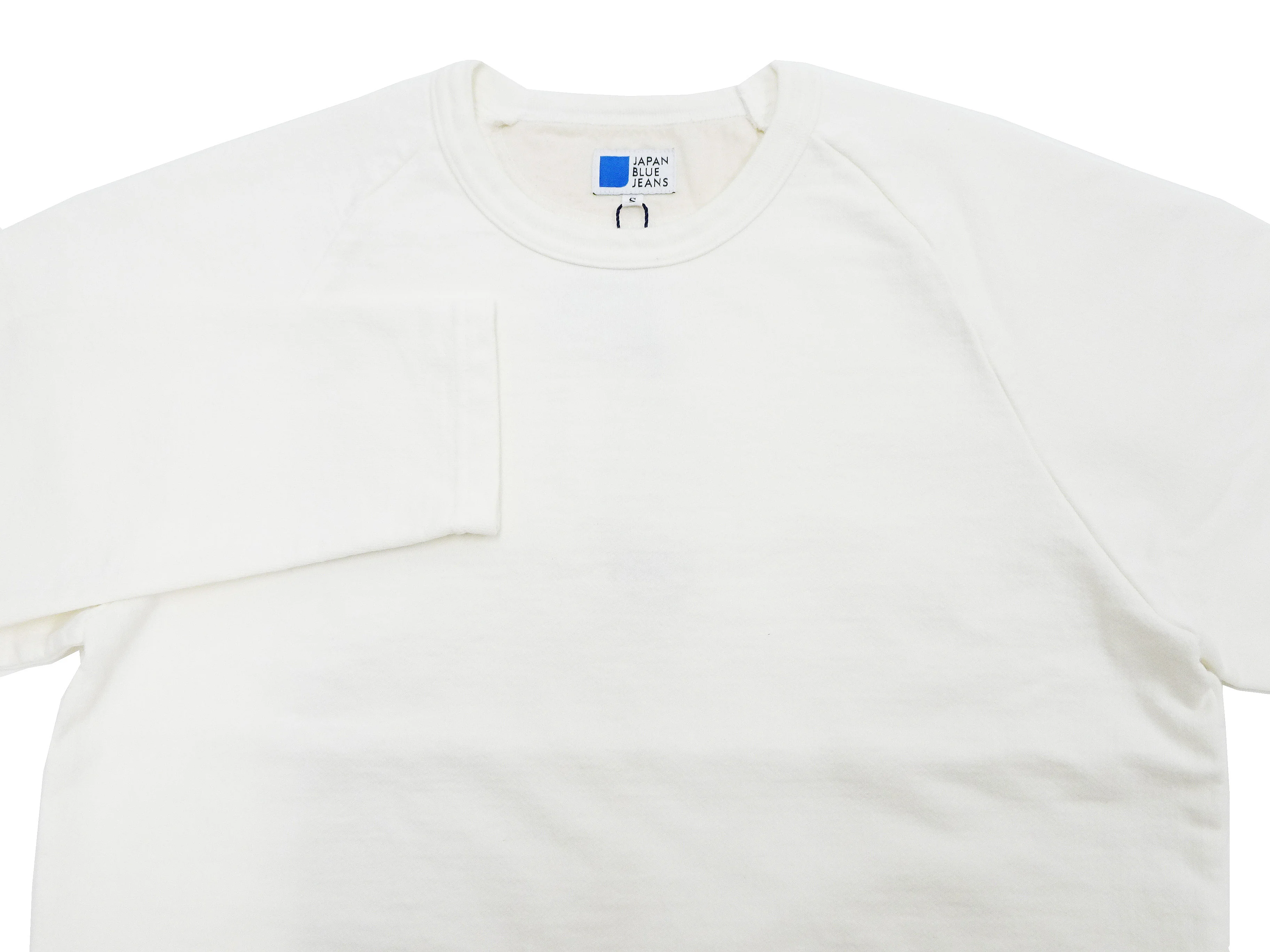 Japan Blue Jeans Long Sleeve French Terry T-Shirt Men's Casual Plain Crew-Neck Raglan-Sleeve Inlay Shirt JBKN1001 White - Image 7