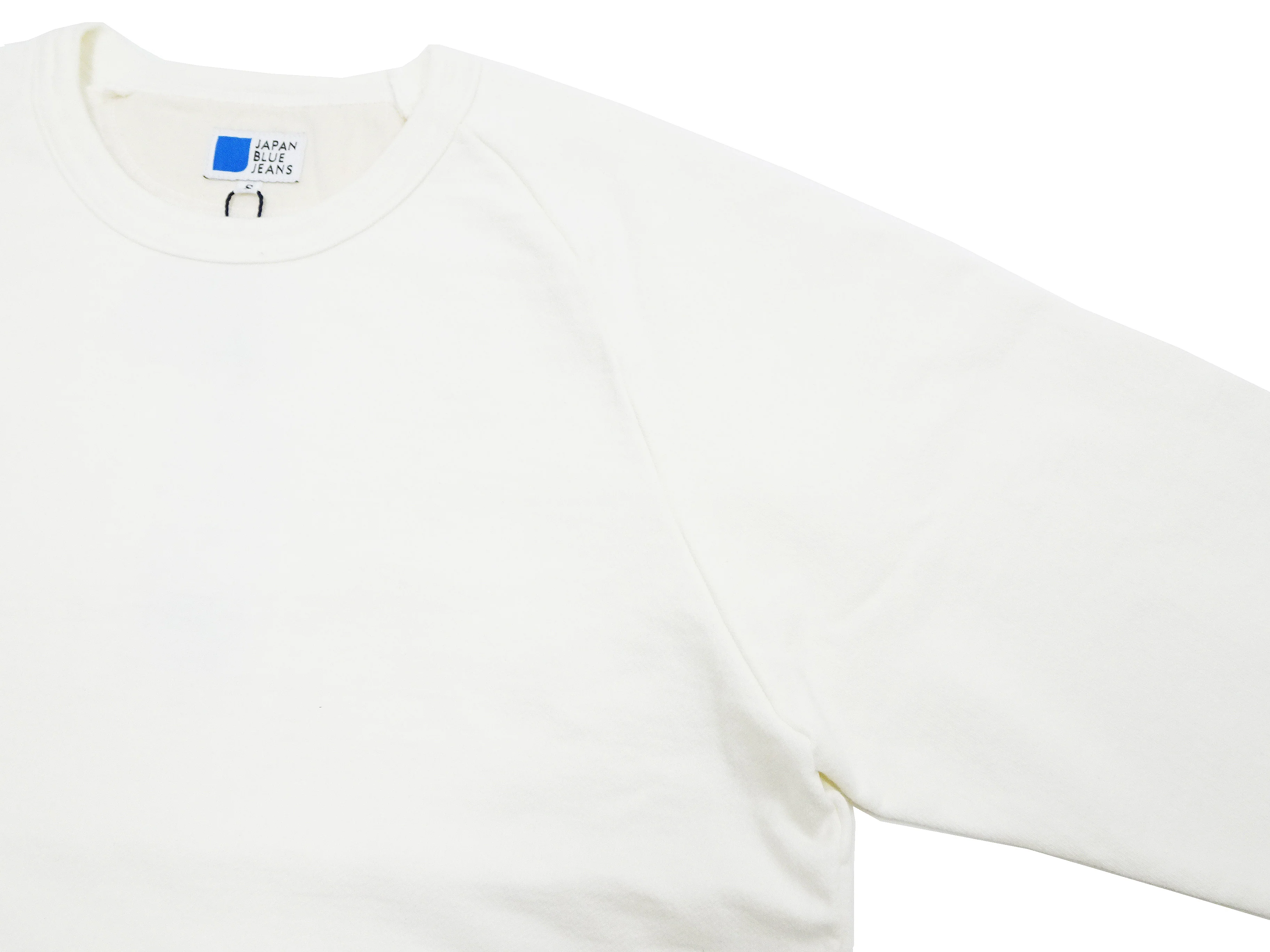 Japan Blue Jeans Long Sleeve French Terry T-Shirt Men's Casual Plain Crew-Neck Raglan-Sleeve Inlay Shirt JBKN1001 White - Image 9
