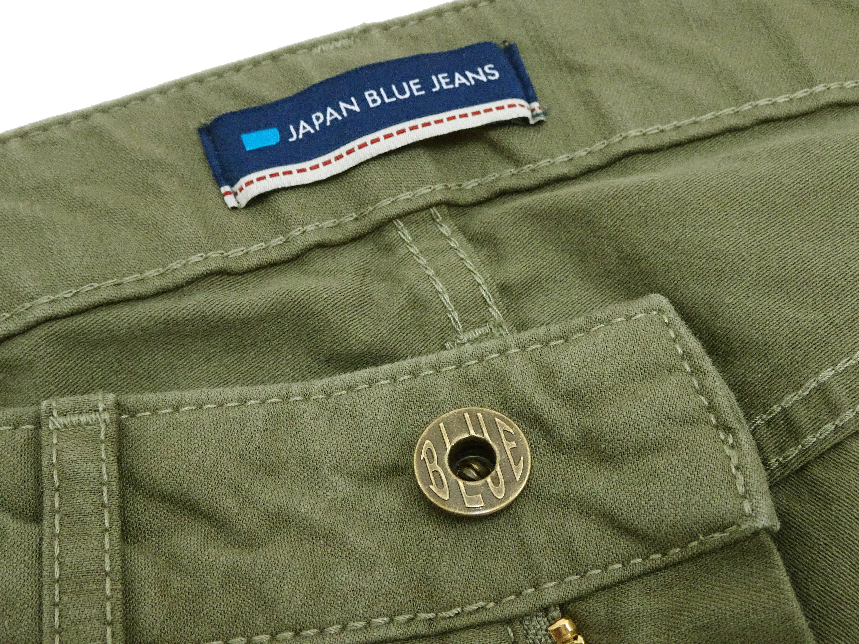 Japan Blue Jeans Men's Casual Pants Sulfur-Dyed Back Satin Trousers Olive with Regular & Straight Leg, Zip-Fly JBPT1410 One-Wash - Image 10