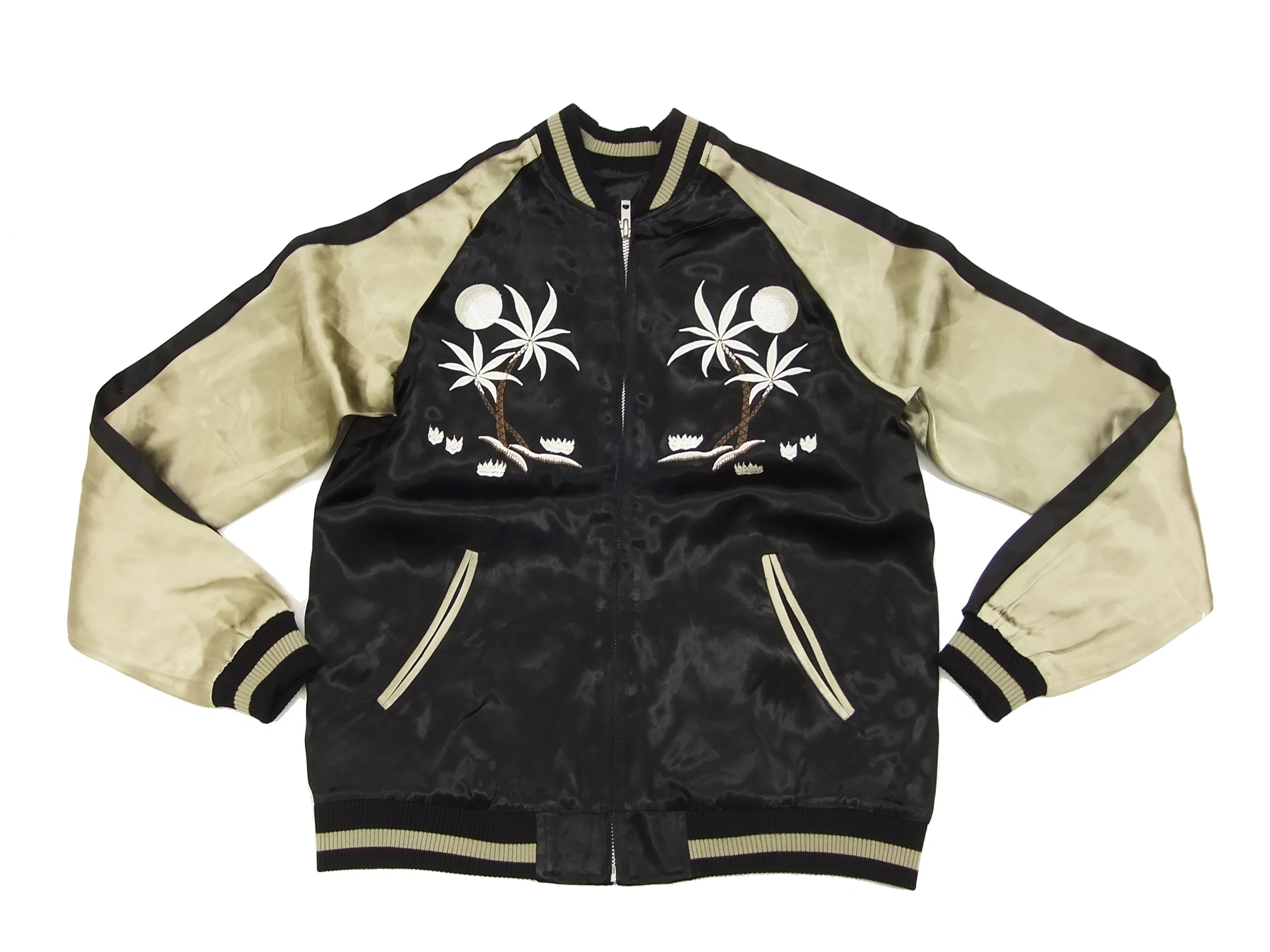 Japanesque Japanese Souvenir Jacket 3RSJ-026 Hawaii Men's Sukajan Black/Beige - Image 9