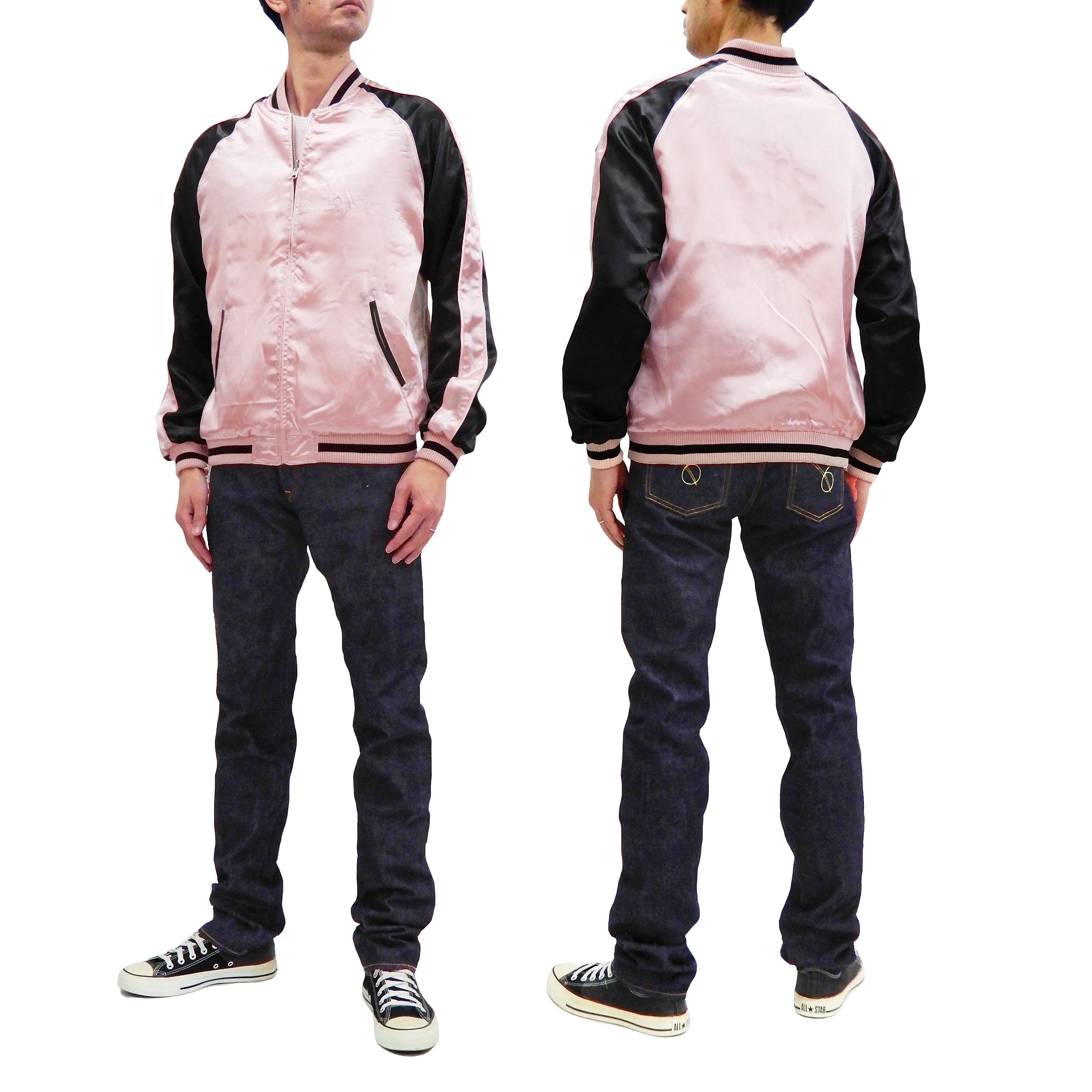 Japanesque Men's Japanese Souvenir Jacket Chrysanthemum Sukajan 3RSJ-703 Pink/Black - Image 8