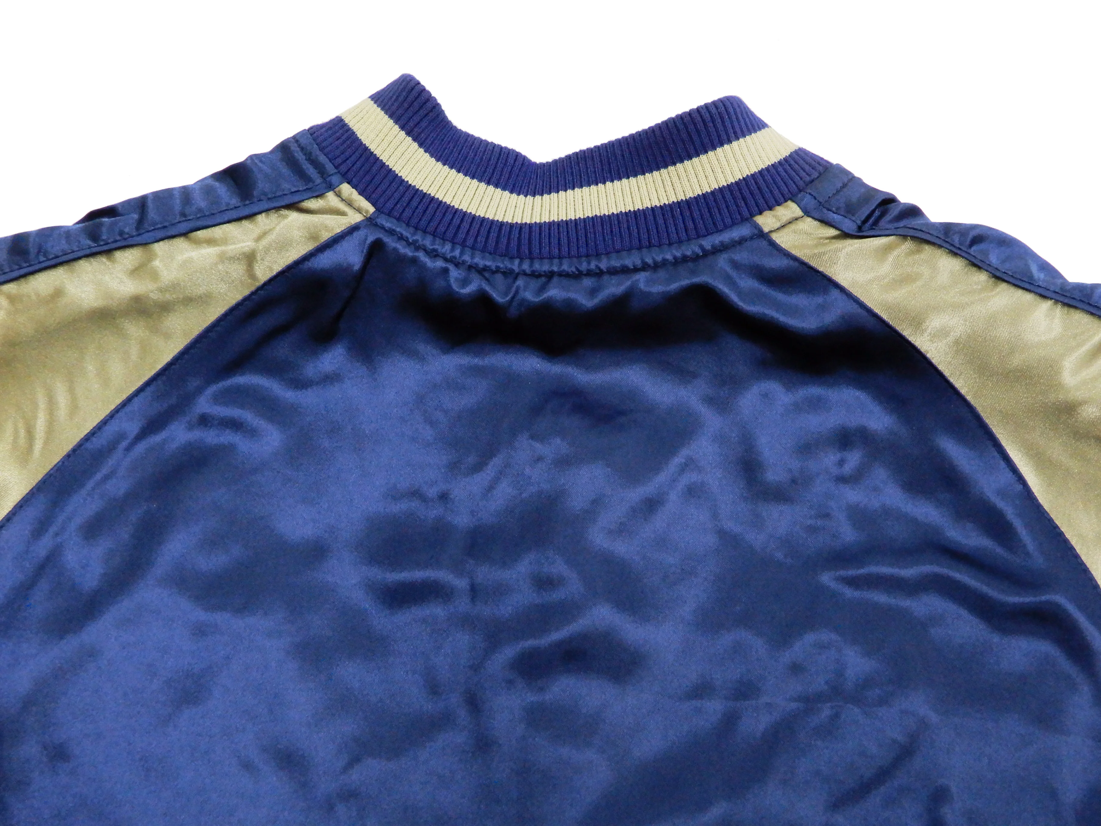 Japanesque Men's Japanese Souvenir Jacket Dragon Sukajan 3RSJ-024 Navy-Blue/Beige - Image 16
