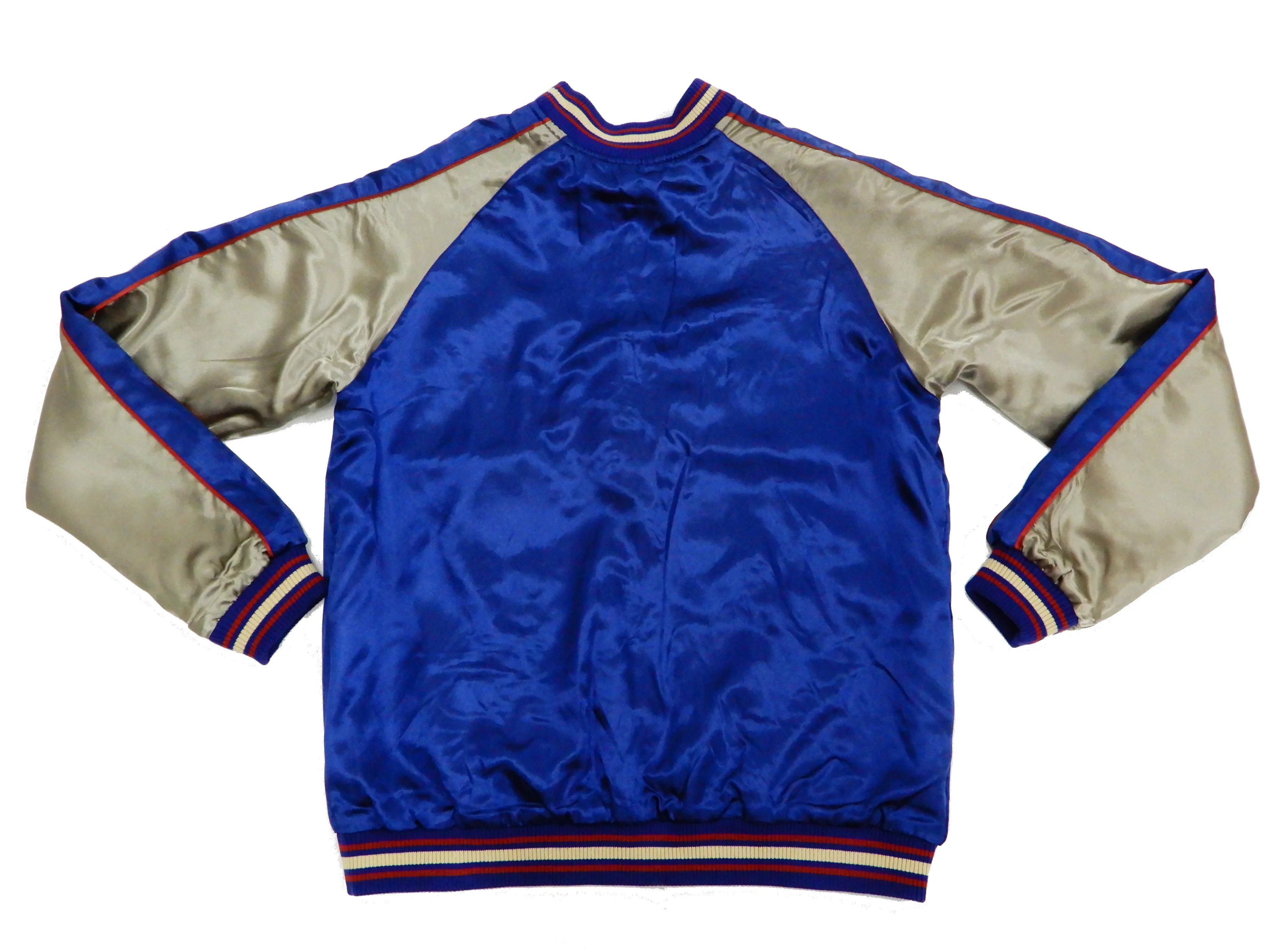 Japanesque Men's Japanese Souvenir Jacket Goldfish Embroidered Sukajan 3RSJ-015 Blue/Beige - Image 15