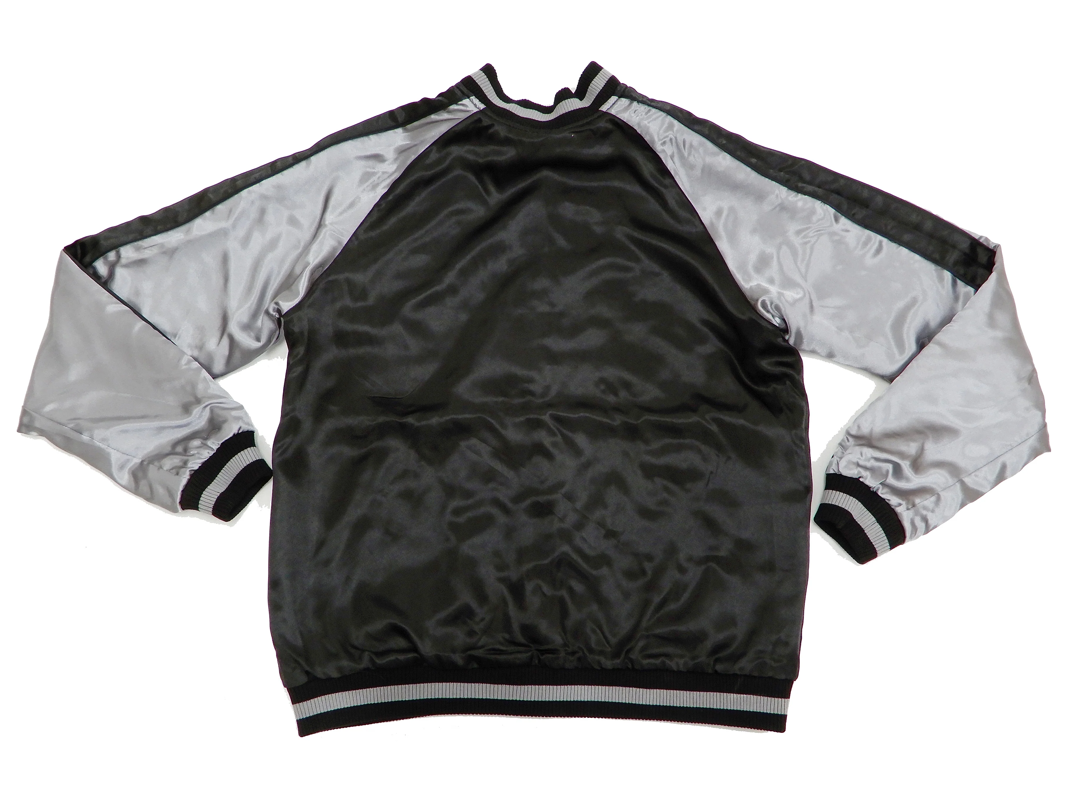Japanesque Men's Japanese Souvenir Jacket Goldfish Embroidery Sukajan 3RSJ-701 Black/Gray - Image 15