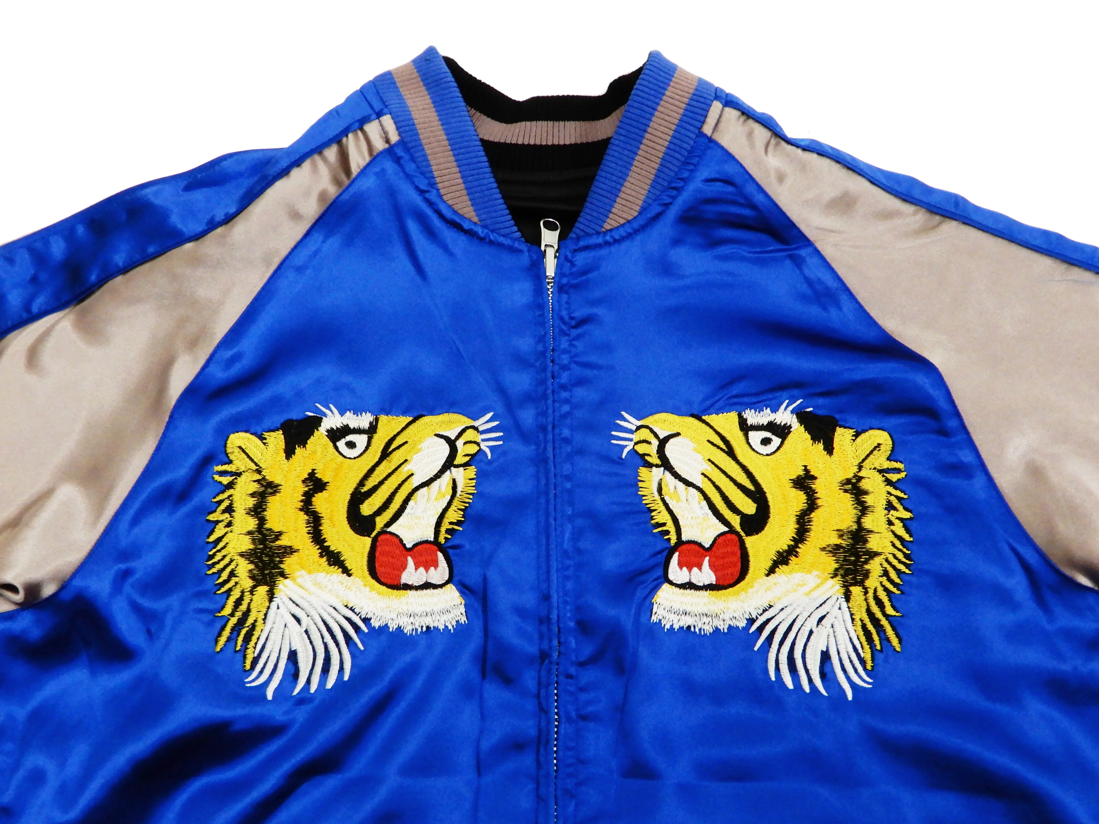 Japanesque Men's Japanese Souvenir Jacket Japan Map x Tiger Sukajan 3RSJ-552 Black/Purple - Image 15