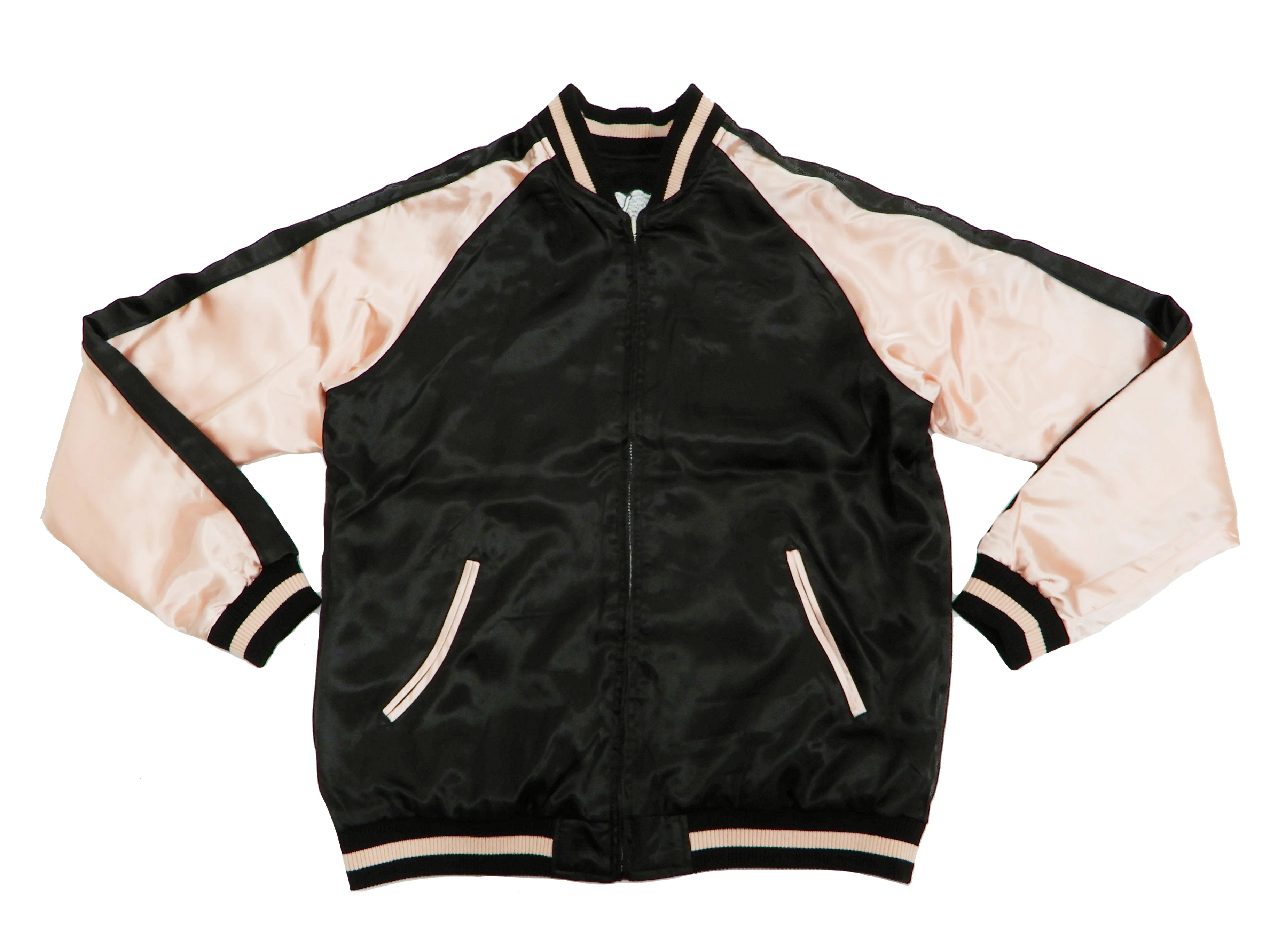 Japanesque Men's Japanese Souvenir Jacket koi fish Embroidered Sukajan 3RSJ-022 Black/Pink - Image 12