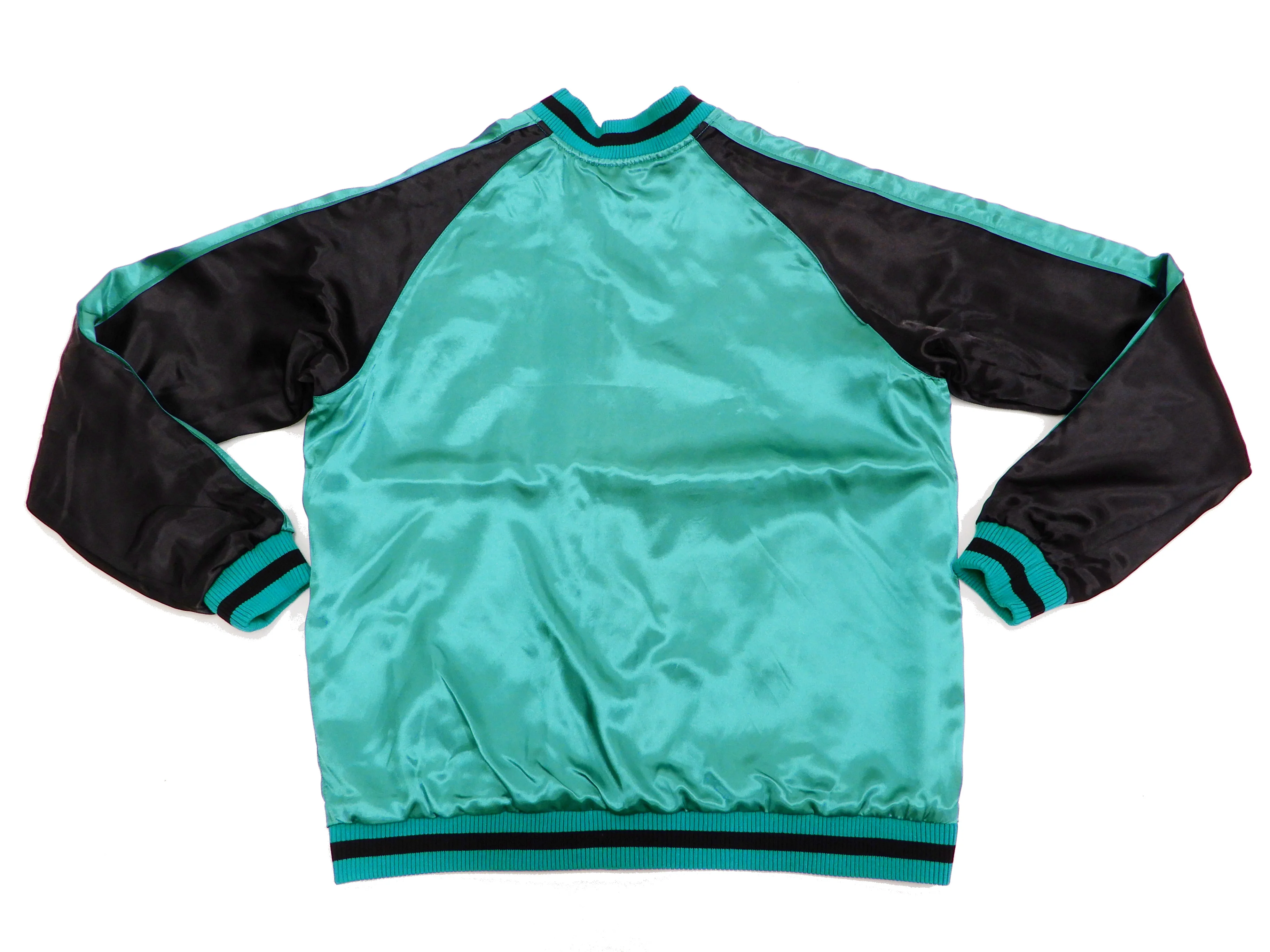 Japanesque Men's Japanese Souvenir Jacket koi fish Embroidered Sukajan 3RSJ-022 Blue-Green/Black - Image 14