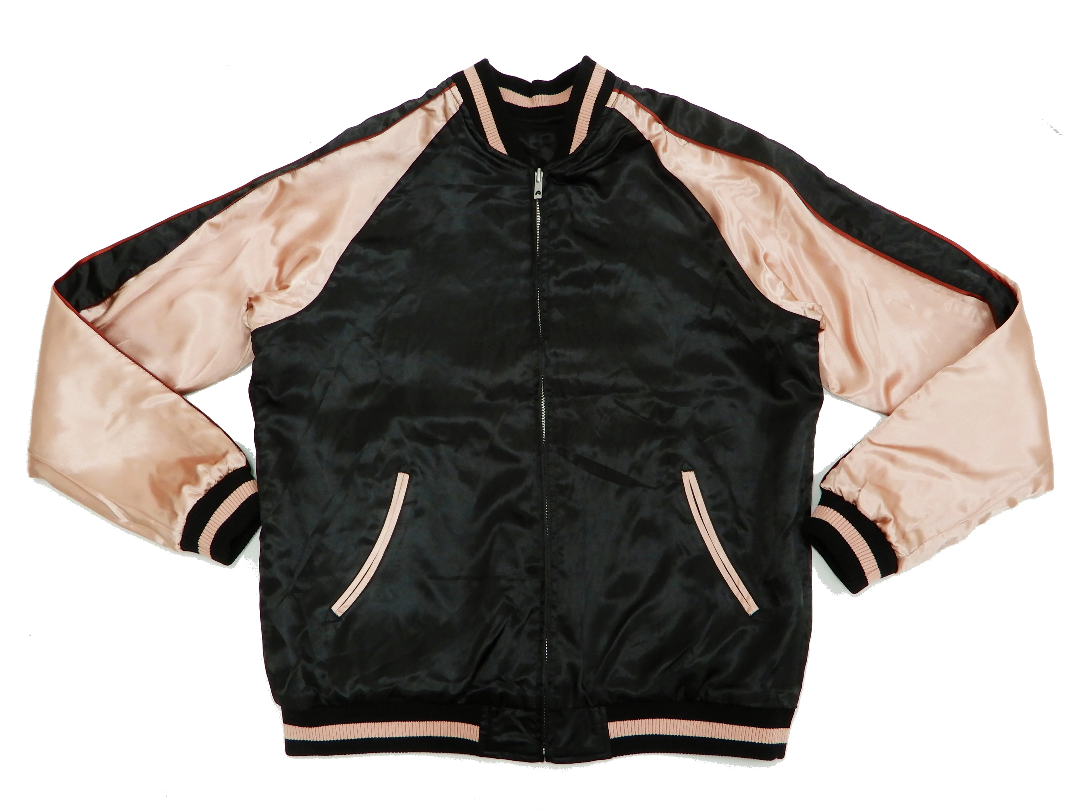 Japanesque Men's Japanese Souvenir Jacket Komainu Embroidered Sukajan 3RSJ-046 Black/Pink - Image 13