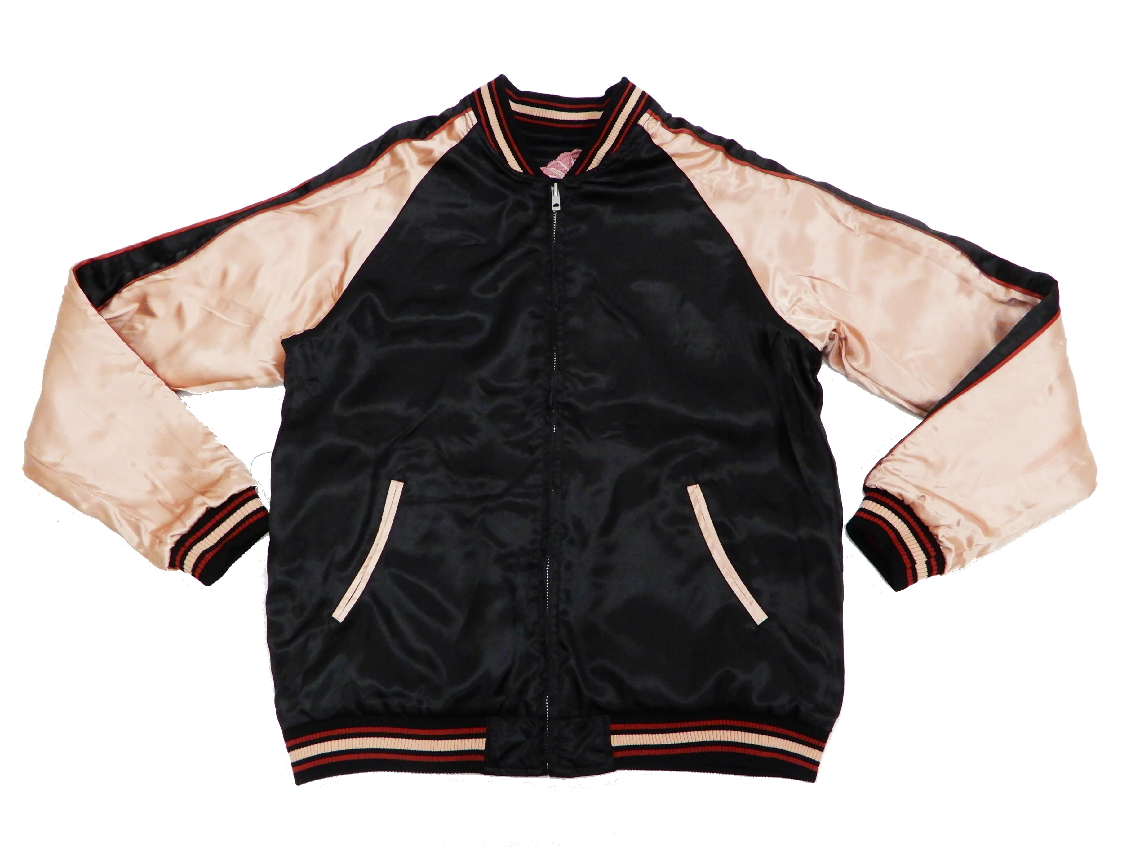 Japanesque Men's Japanese Souvenir Jacket Tree Frog Sukajan 3RSJ-043 Black/Pink - Image 13