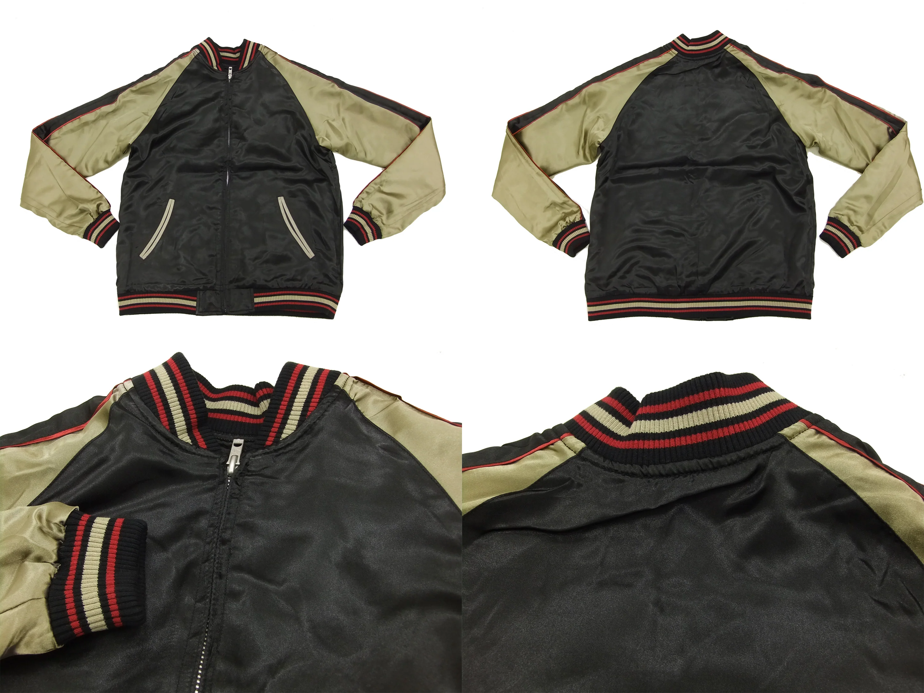 Japanesque Script Japanese Souvenir Jacket 3RSJ-034 Sparrows Men's Sukajan Black/Gold - Image 14