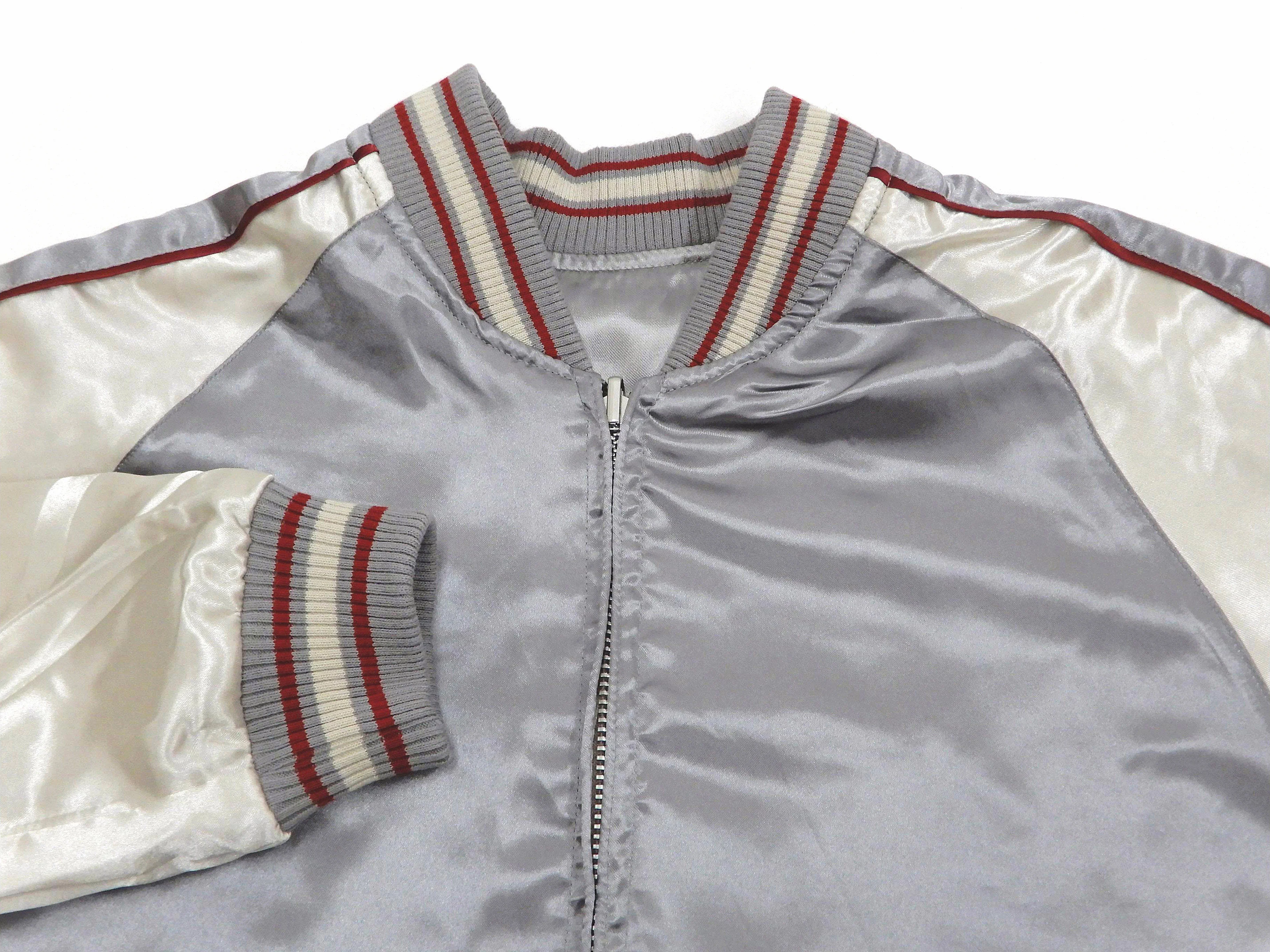 Japanesque Sukajan Jacket Men's Japanese Souvenir Jacket Weeping Cherry 3RSJ-753 Gray/Off - Image 13