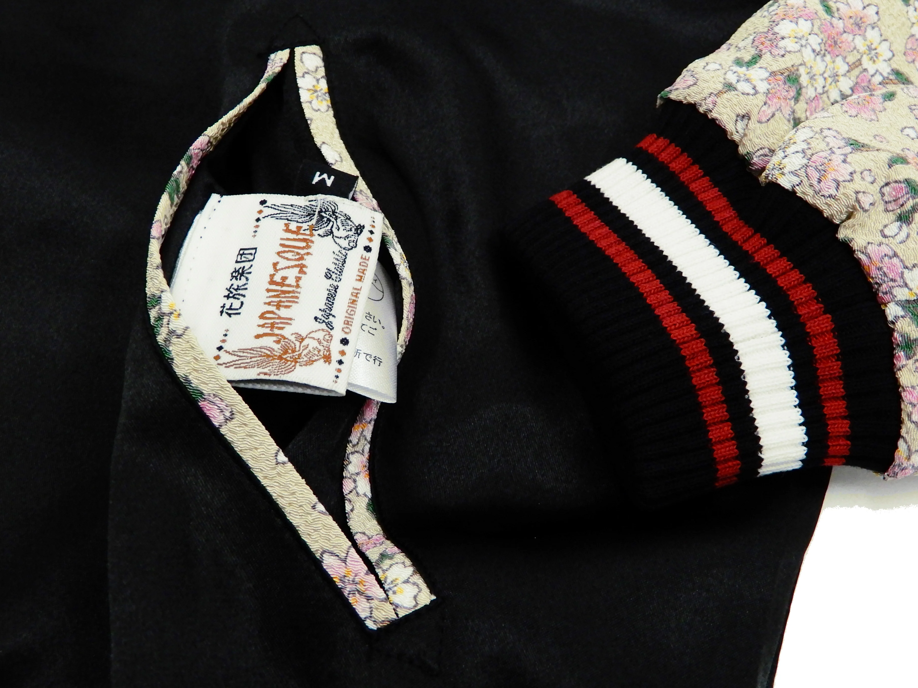 Japanesque Sukajan Men's Japanese Souvenir Jacket Cherry Blossom 3RSJ-301 Black/Beige - Image 10