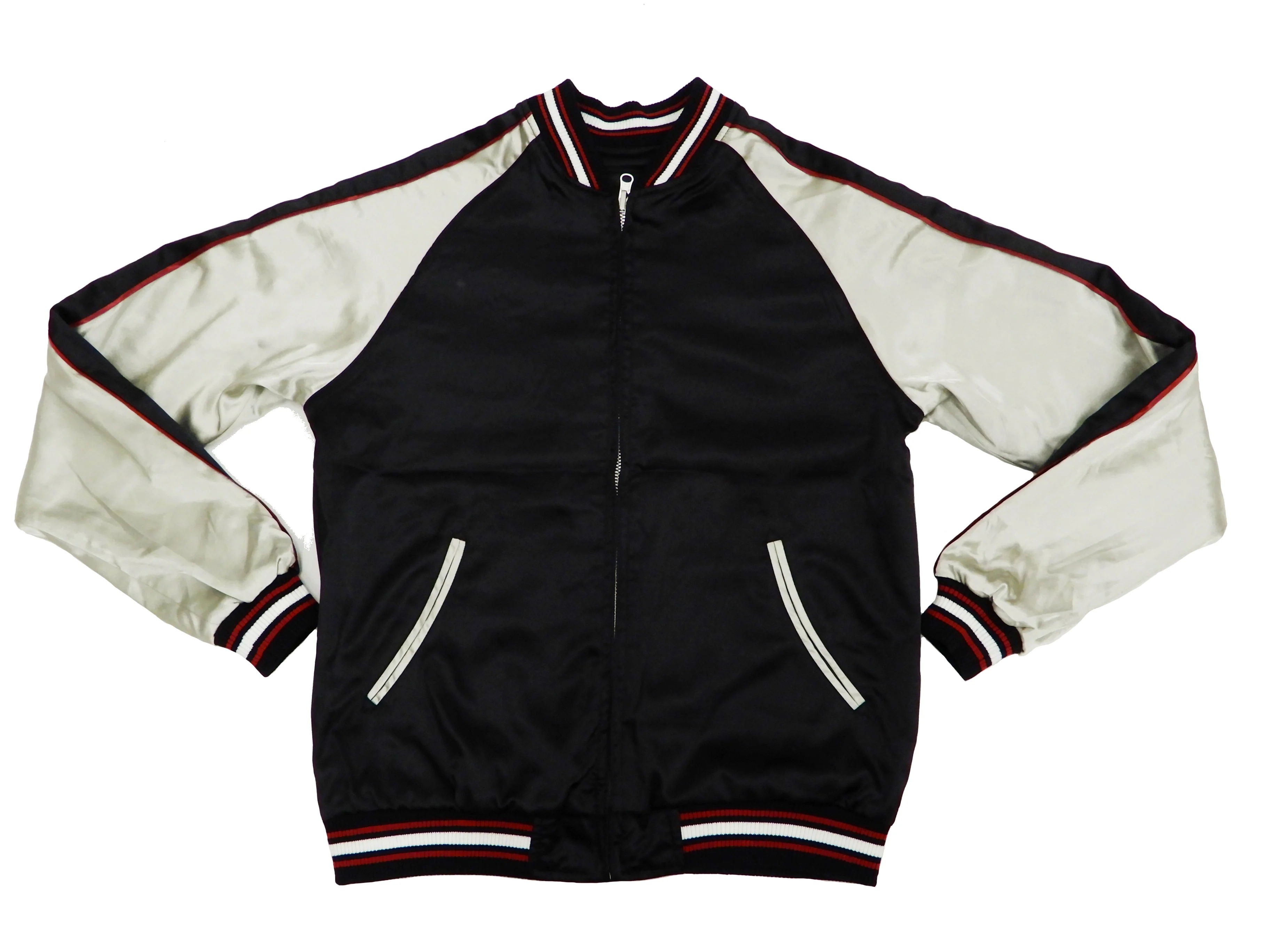 Japanesque Sukajan Men's Japanese Souvenir Jacket Cherry Blossom 3RSJ-301 Black/Beige - Image 14