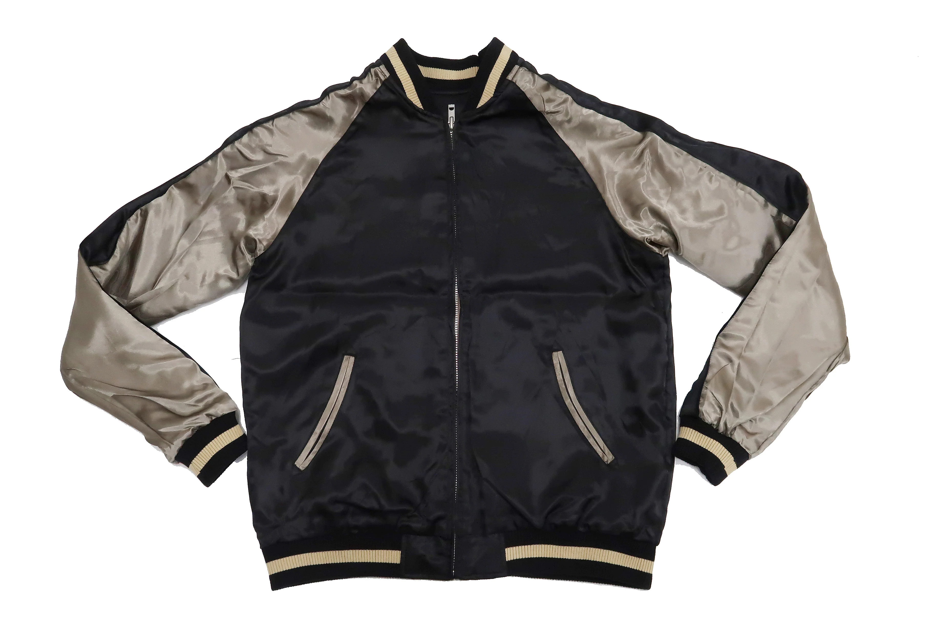 Japanesque Sukajan Men's Japanese Souvenir Jacket Fujin Embroidery 3RSJ-020 Black - Image 15