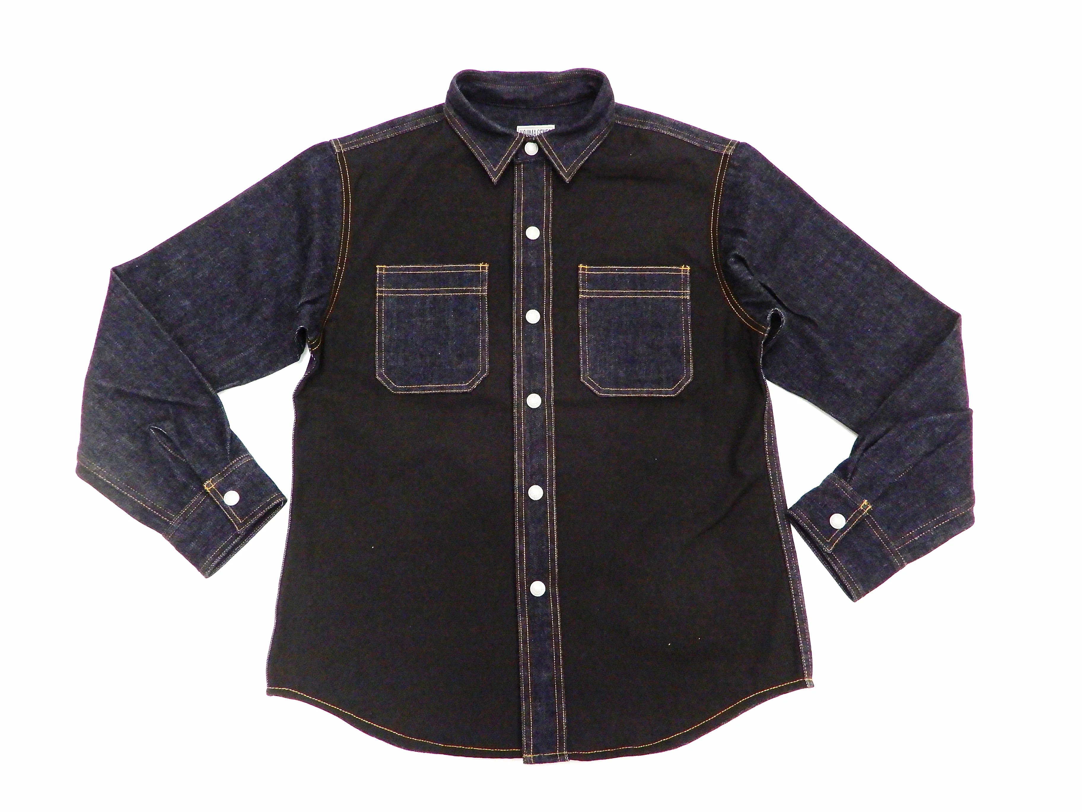 Kojima Genes Contrast Panel Shirt Men's Long Sleeve Two Tone Button Up Shirt rnb2081 RNB-2081 Black Duck Canvas/Indigo Denim - Image 4