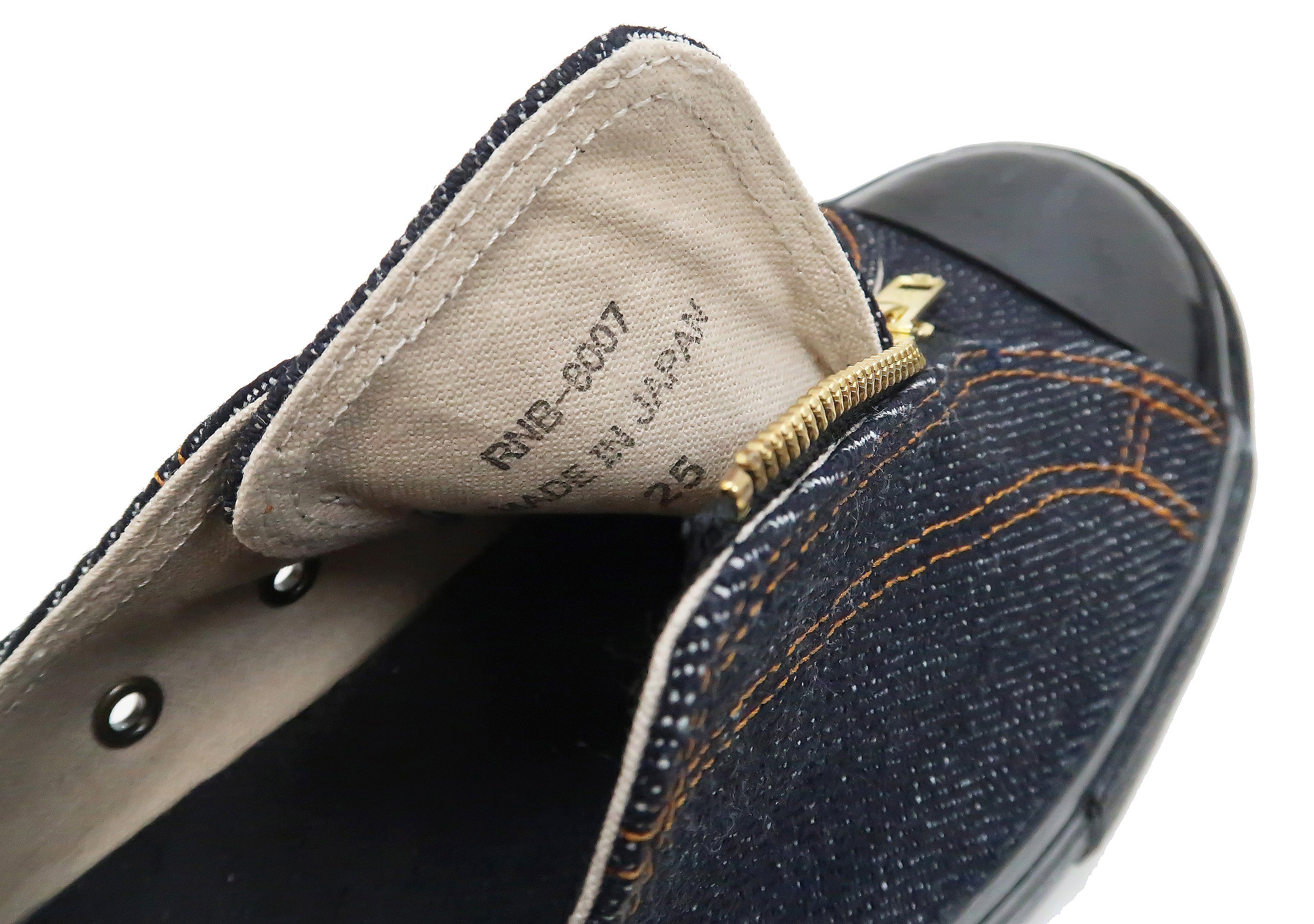 Kojima Genes Denim Sneakers Men's Laceless Front Zip Low Top 25oz Jean Shoes RNB-8007 rnb8007 - Image 14