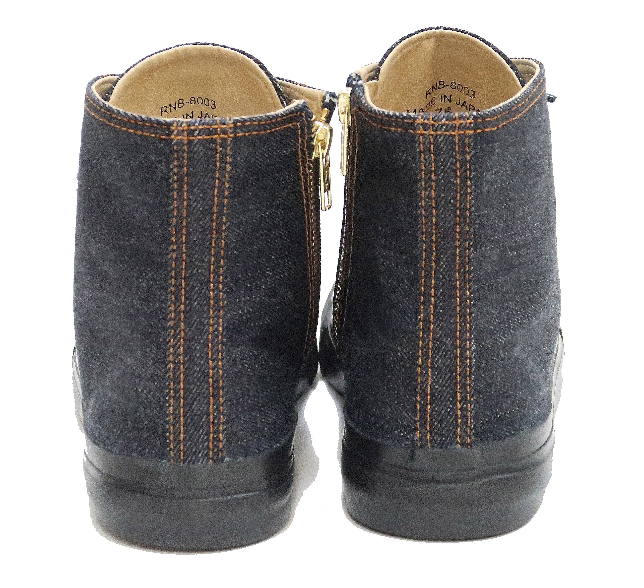 Kojima Genes High Top Denim Sneakers Men's Side Zip Jean Shoes RNB-8003 rnb8003 Deep Blue Indigo - Image 8