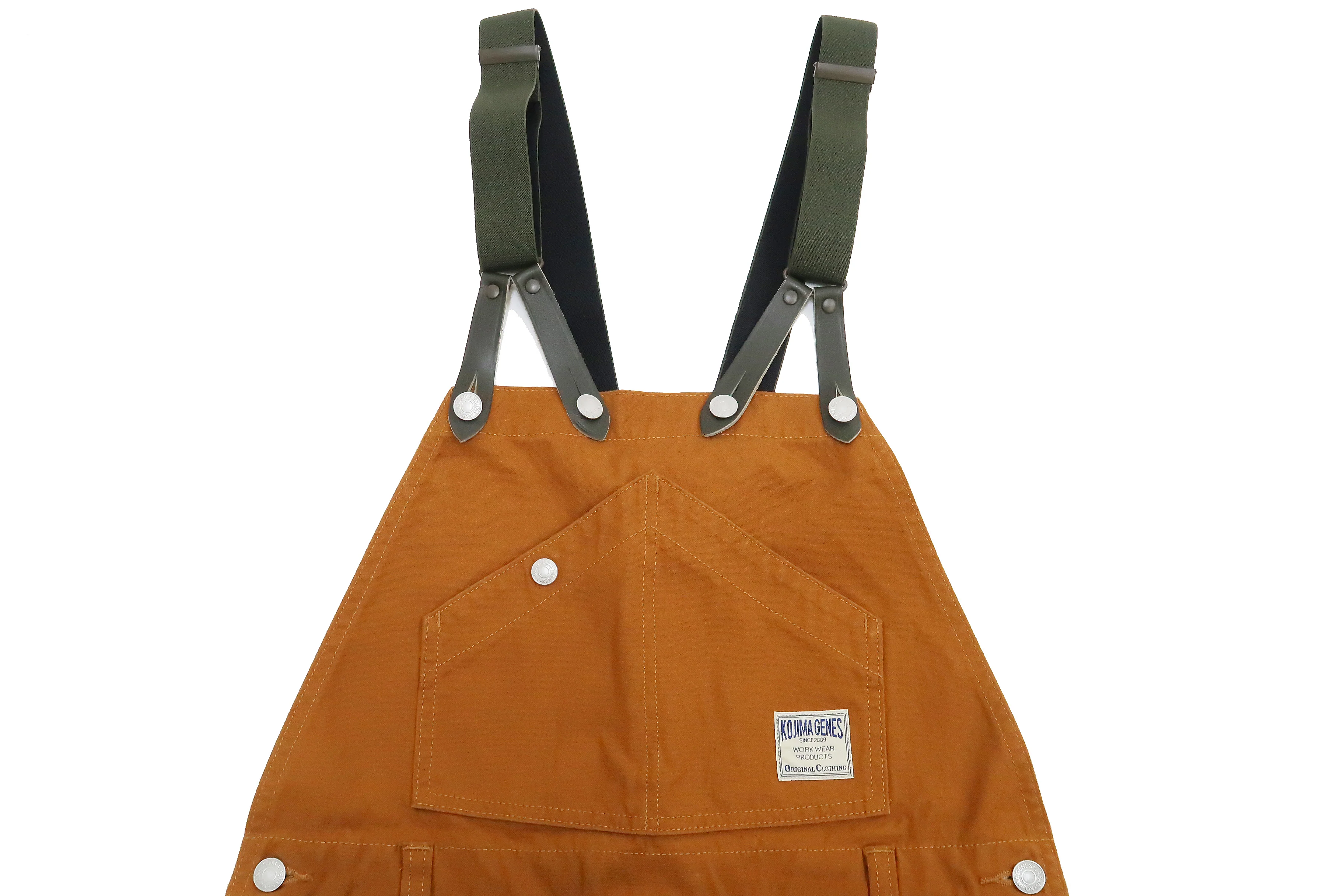 Kojima Genes Overalls Men's Casual Duck Bib Overall with Suspender Straps Low-Back RNB-1335F rnb1335f Camel Duck Canvas - Image 9