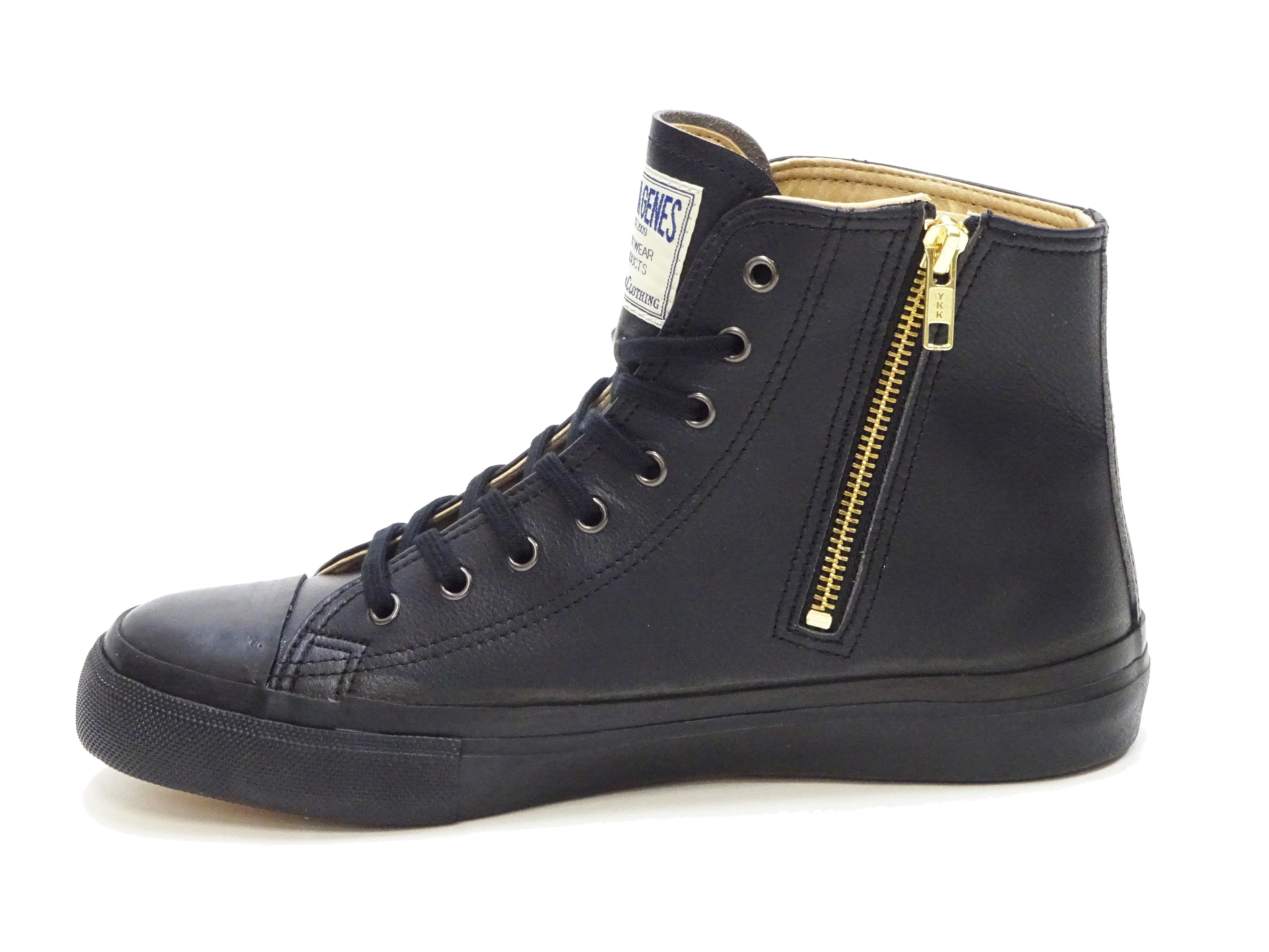 Kojima Genes Sneakers Men's Casual High Top Microfiber leather Sneakers with Side Zip RNB-8008 rnb8008 Black - Image 4
