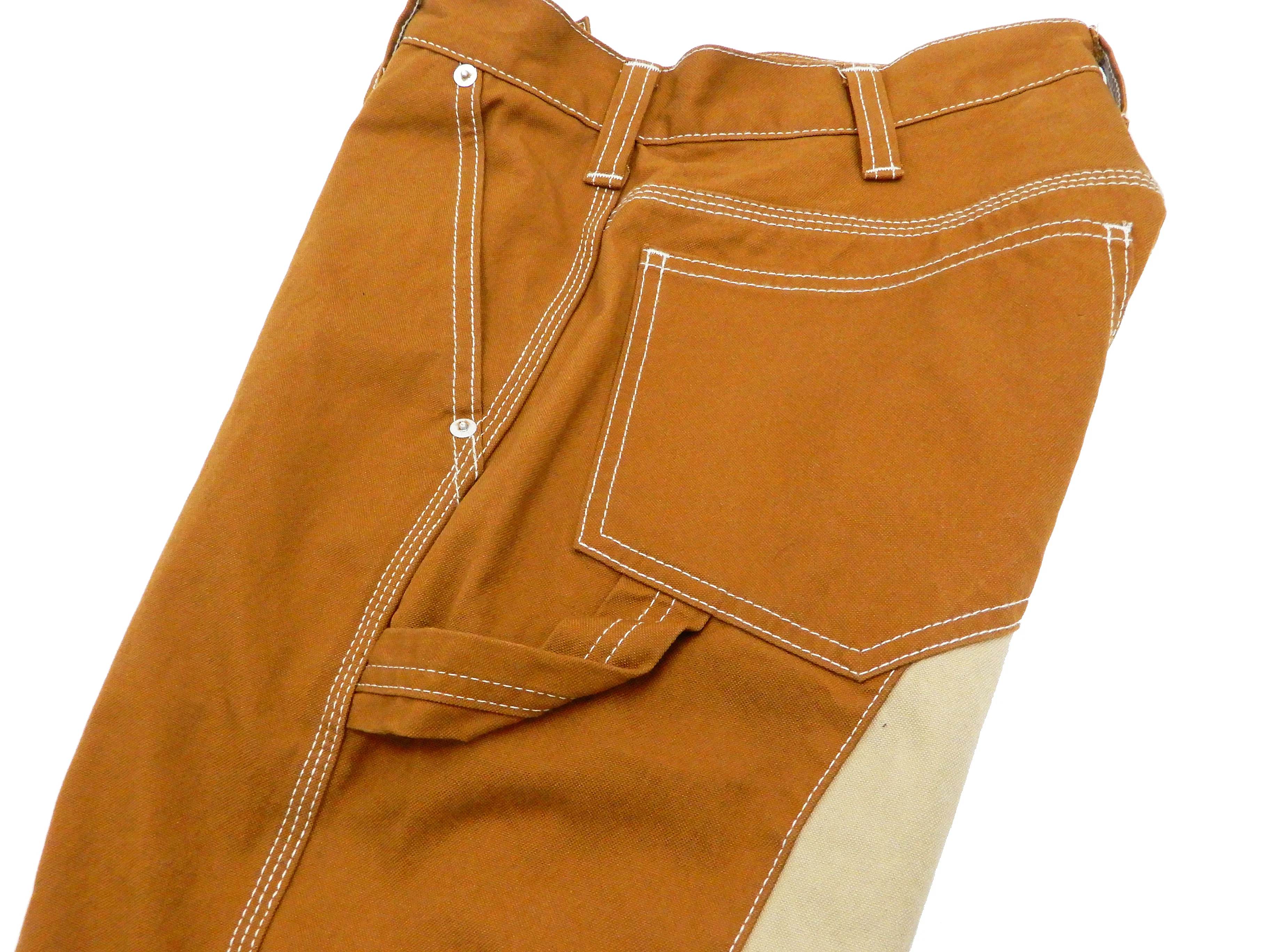 Kojima Genes Two Tone Panel Pants Men's Duck Carpenter Pants with Contrast Inside Leg Panel rnb1081f RNB-1081F Brown/Beige - Image 7