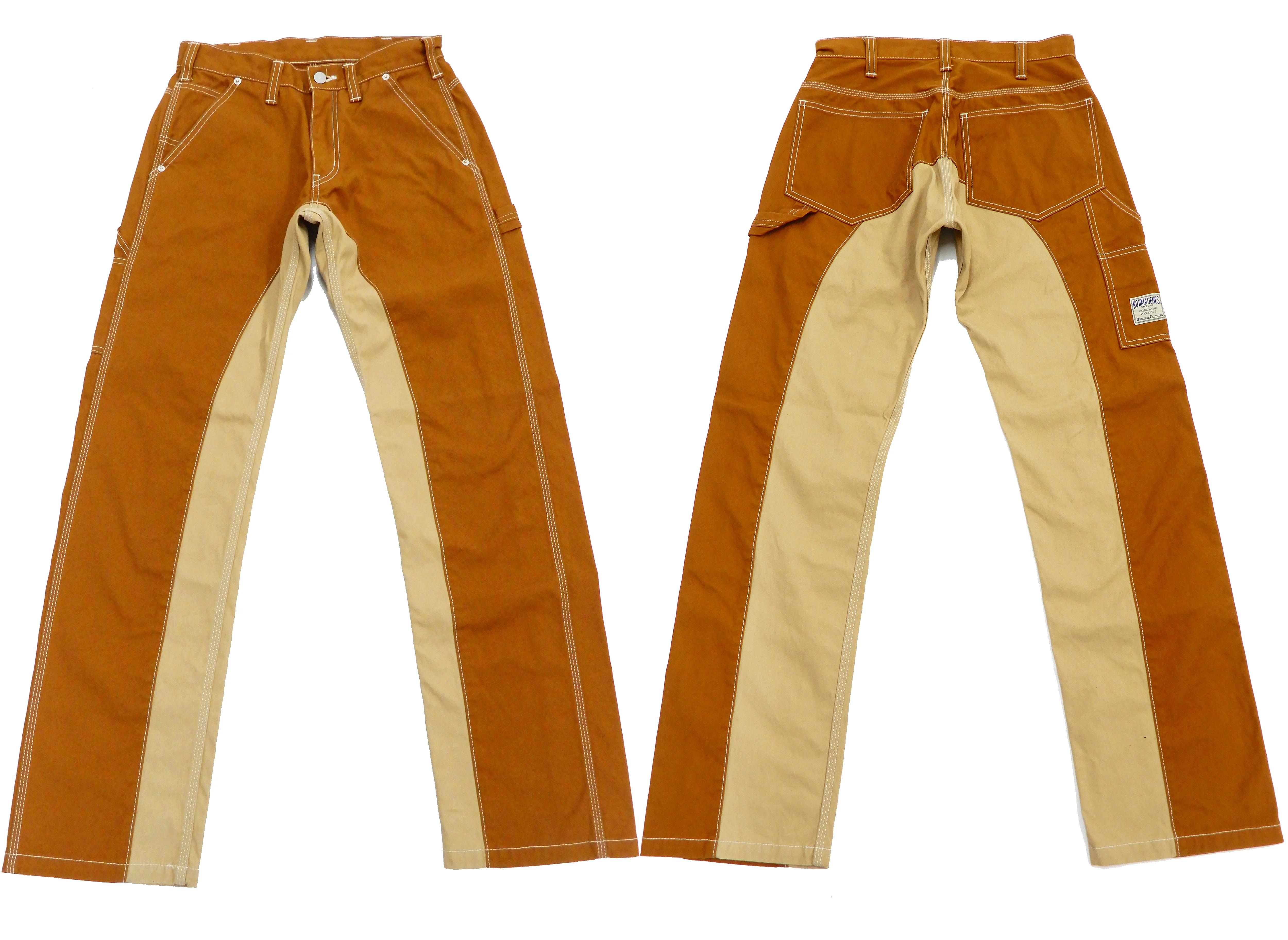 Kojima Genes Two Tone Panel Pants Men's Duck Carpenter Pants with Contrast Inside Leg Panel rnb1081f RNB-1081F Brown/Beige - Image 9