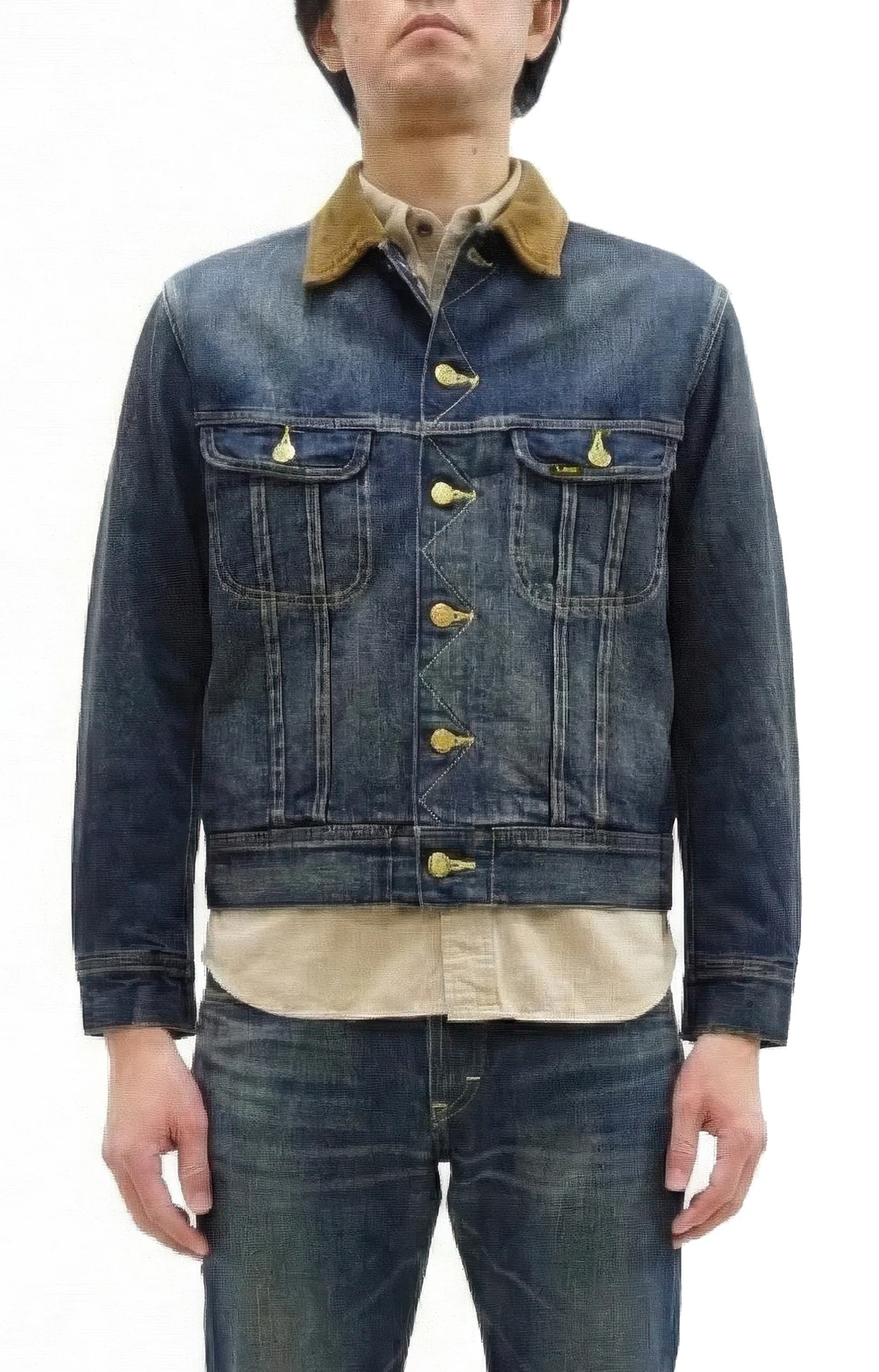 Lee Japan 101-LJ Storm Rider-Inspired Blanket-Lined Denim Jacket - 13 oz Left-Hand Twill Indigo - One-Wash - (LM5110-126 Faded Indigo) - Image 4
