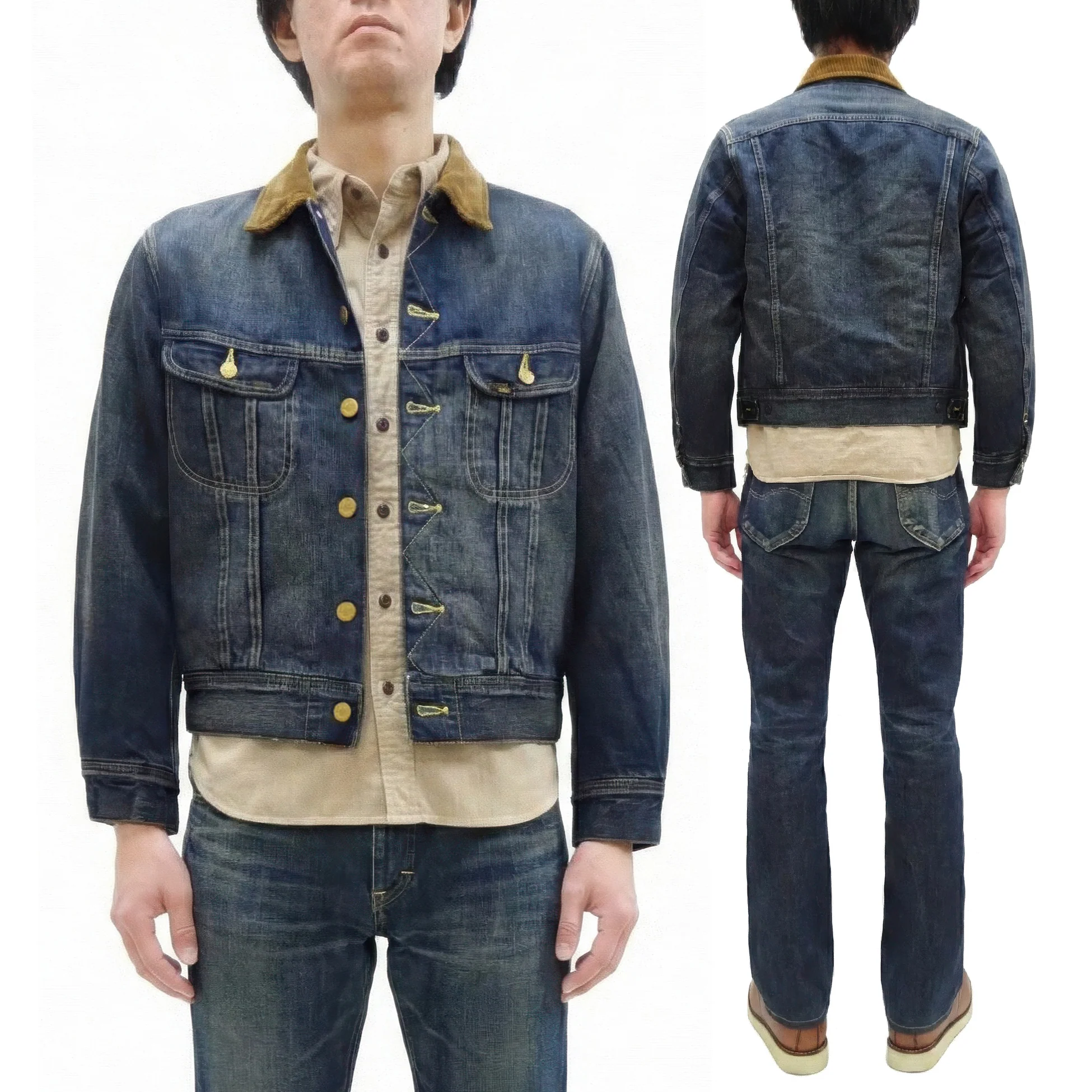Lee Japan 101-LJ Storm Rider-Inspired Blanket-Lined Denim Jacket - 13 oz Left-Hand Twill Indigo - One-Wash - (LM5110-126 Faded Indigo) - Image 6