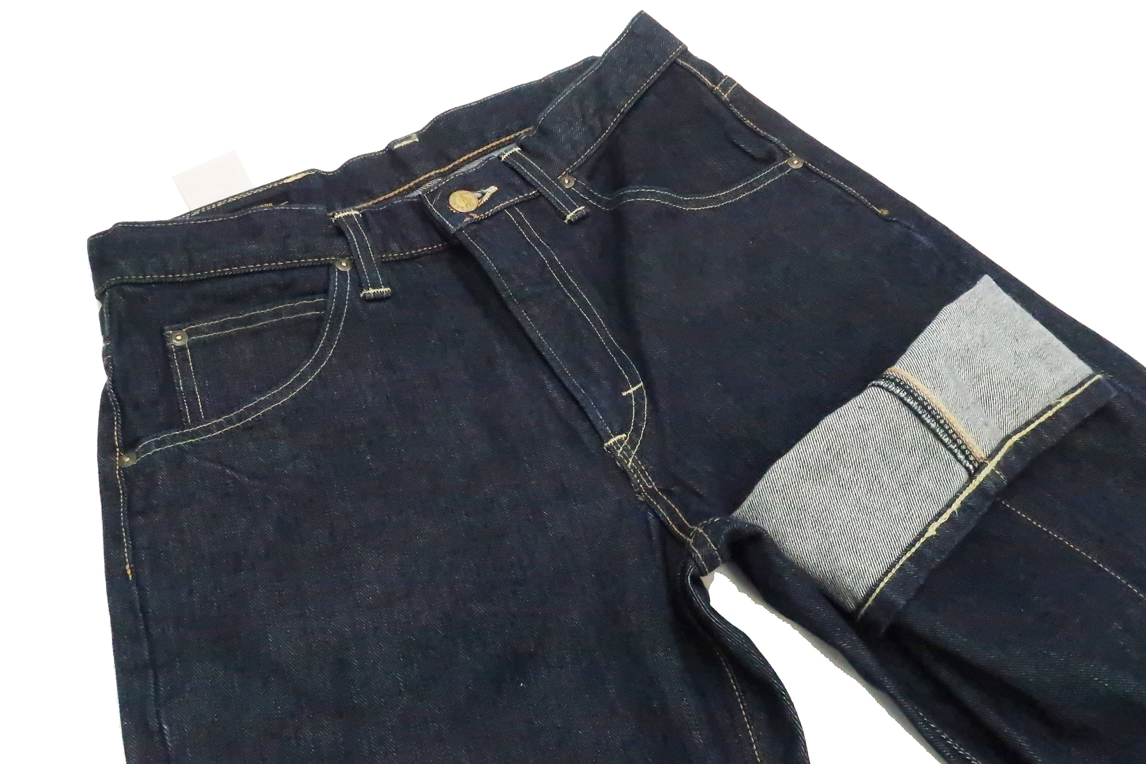 Lee Jeans 101Z with Zip fly Men's Regular Fit Straight Jeans LM8101 Made in Japan LM8101-500 One-Washed Deep Blue Indigo Denim - Image 14