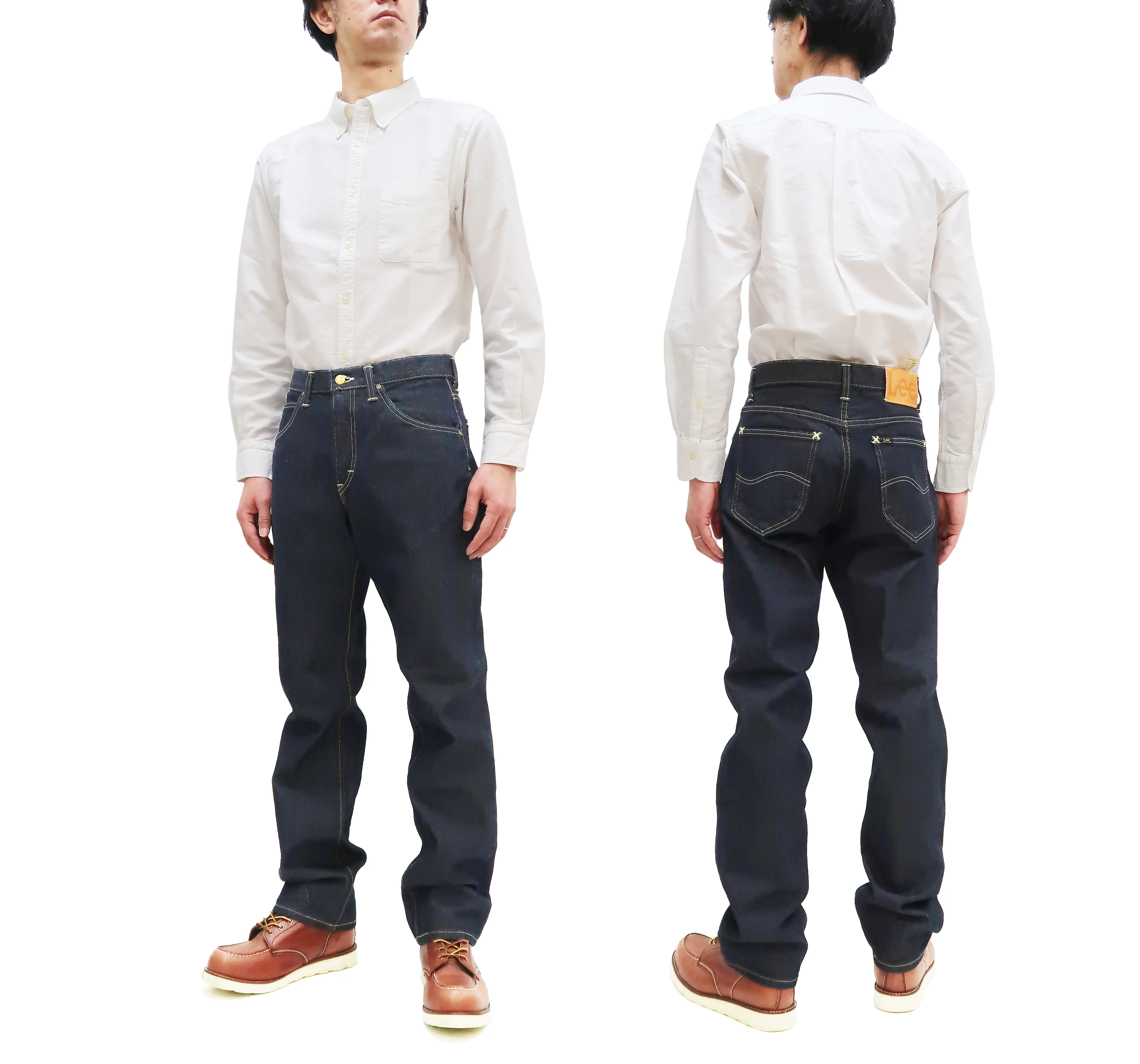 Lee Jeans 101Z with Zip fly Men's Regular Fit Straight Jeans LM8101 Made in Japan LM8101-500 One-Washed Deep Blue Indigo Denim - Image 3